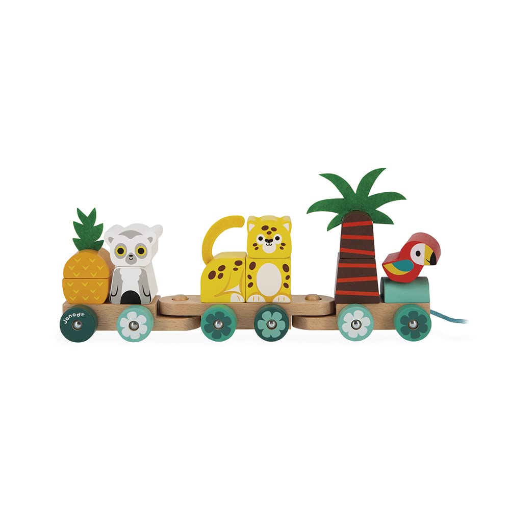 Tren Para Llevar Janod Tropik Tropik Tropical, 11 Piezas, 3 Coches, 1 Año O Más - Venta Internacional.