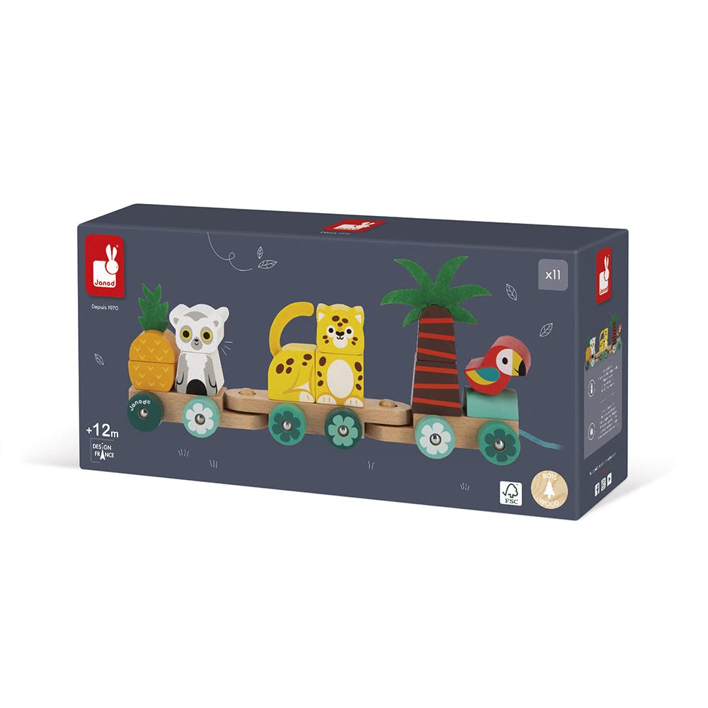 Foto 7 pulgar | Tren Para Llevar Janod Tropik Tropik Tropical, 11 Piezas, 3 Coches, 1 Año O Más - Venta Internacional.