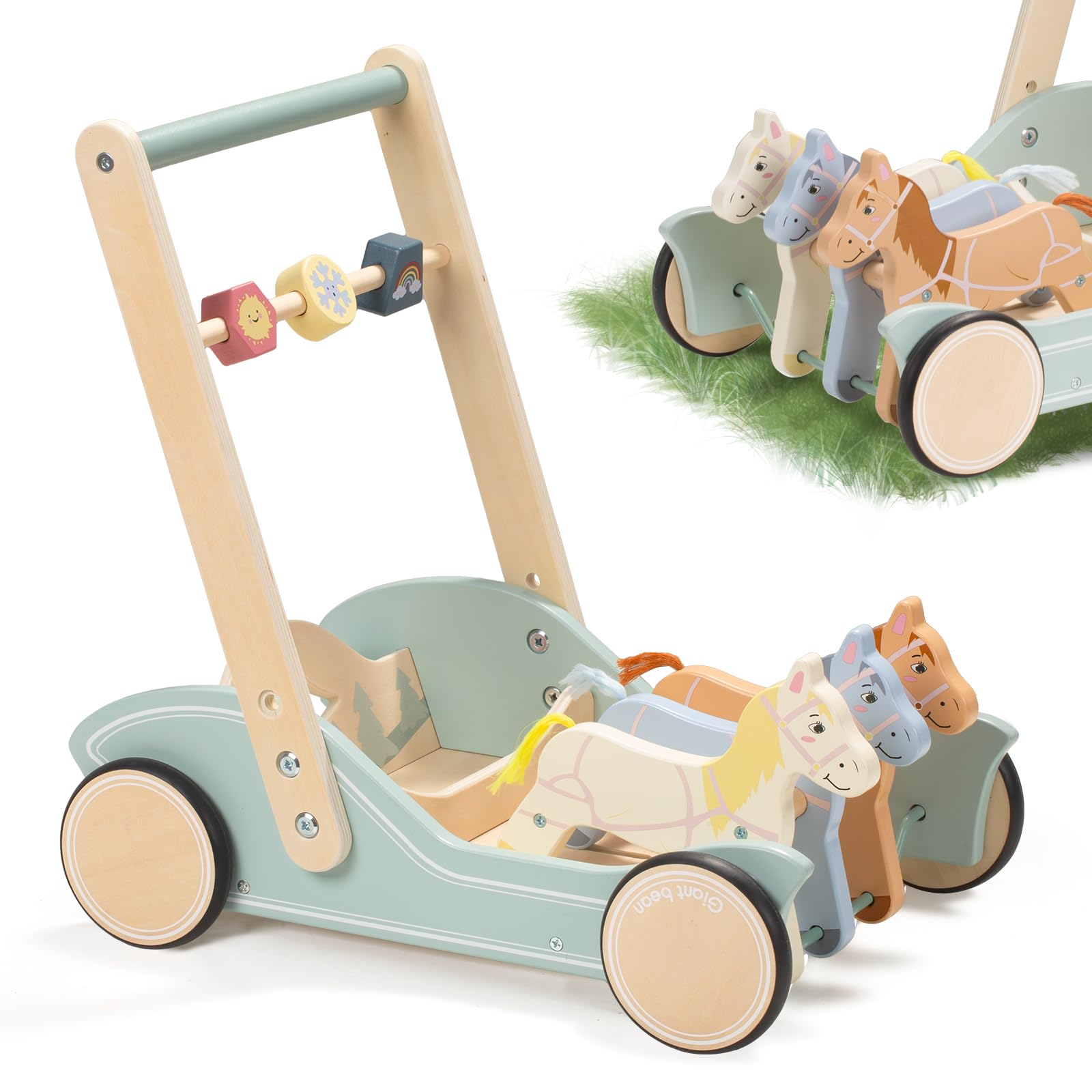 Juguetes De Madera Para Bebés Walker Con Forma De Frijol Gigante Galopando - Venta Internacional.