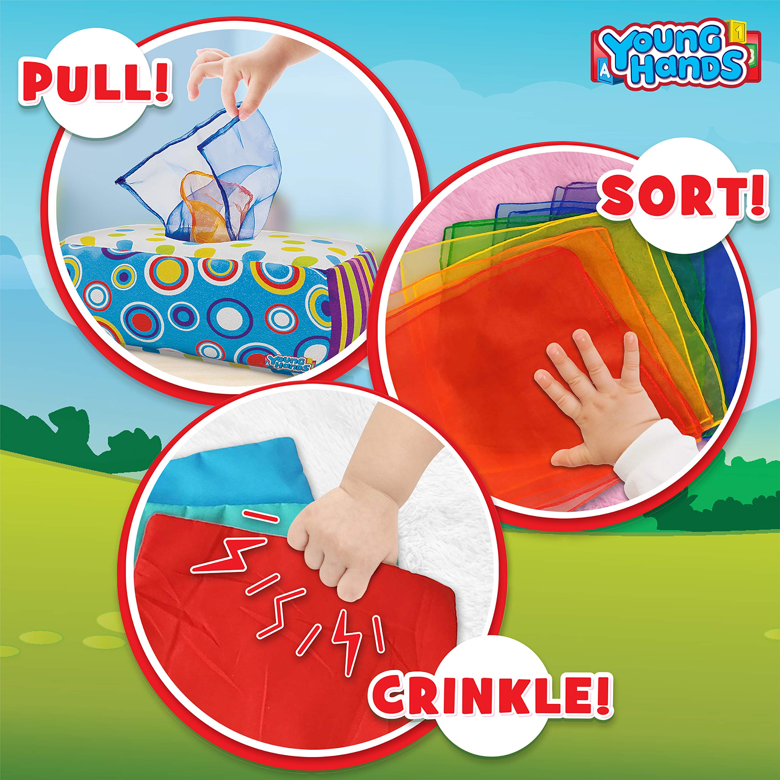 Foto 3 pulgar | Caja De Pañuelos Para Bebés Sensory Tull Along Montessori Toy Creative Kids - Venta Internacional.