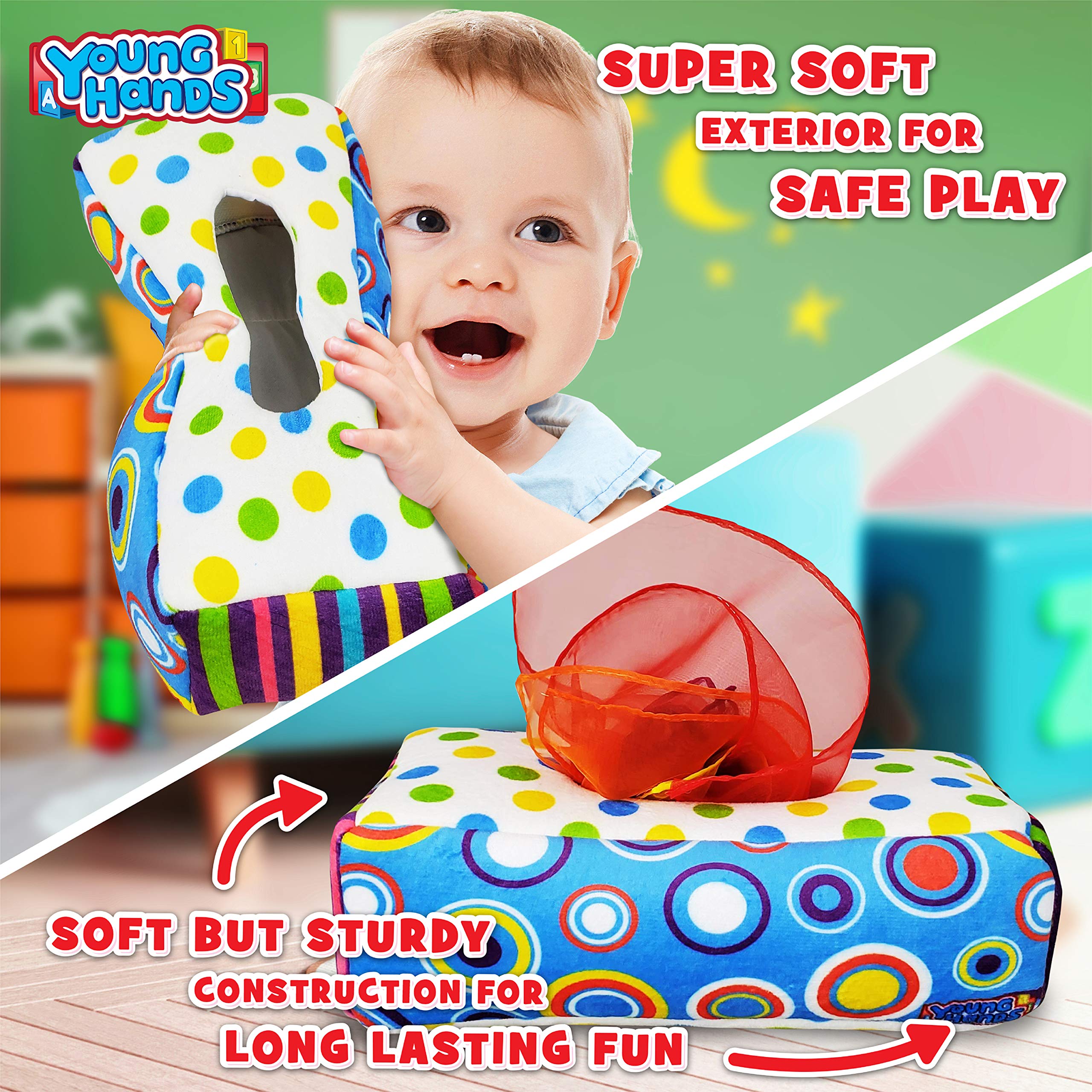 Foto 6 pulgar | Caja De Pañuelos Para Bebés Sensory Tull Along Montessori Toy Creative Kids - Venta Internacional.