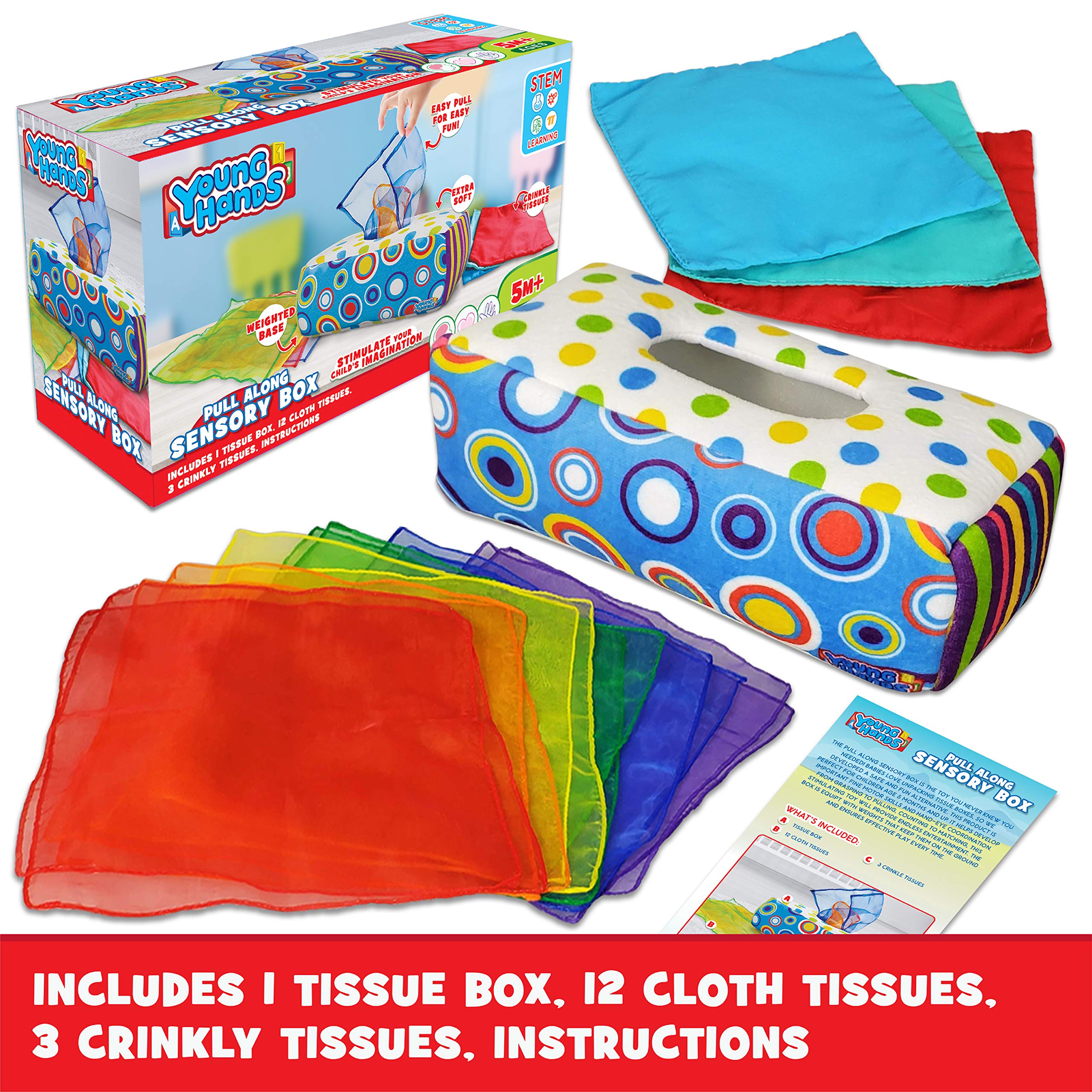 Foto 7 | Caja De Pañuelos Para Bebés Sensory Tull Along Montessori Toy Creative Kids - Venta Internacional.