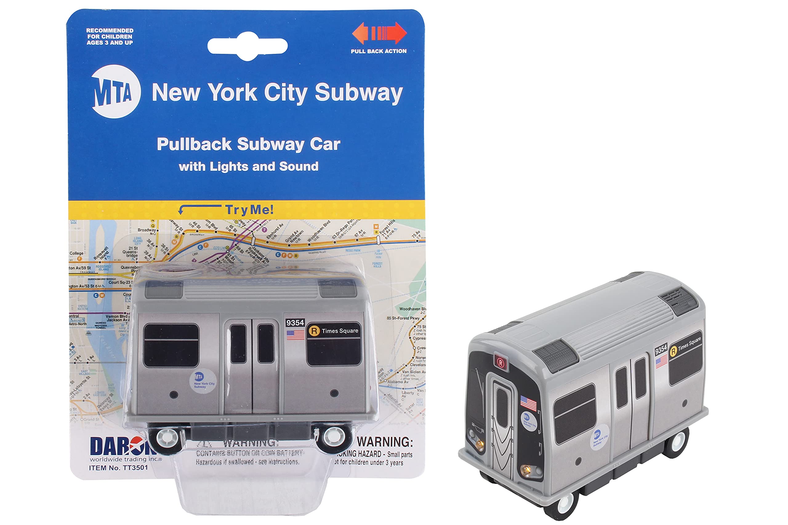 Foto 1 | Toy Daron Mta Subway Pullback Con Luz Y Sonido Tt3501 Gris - Venta Internacional.
