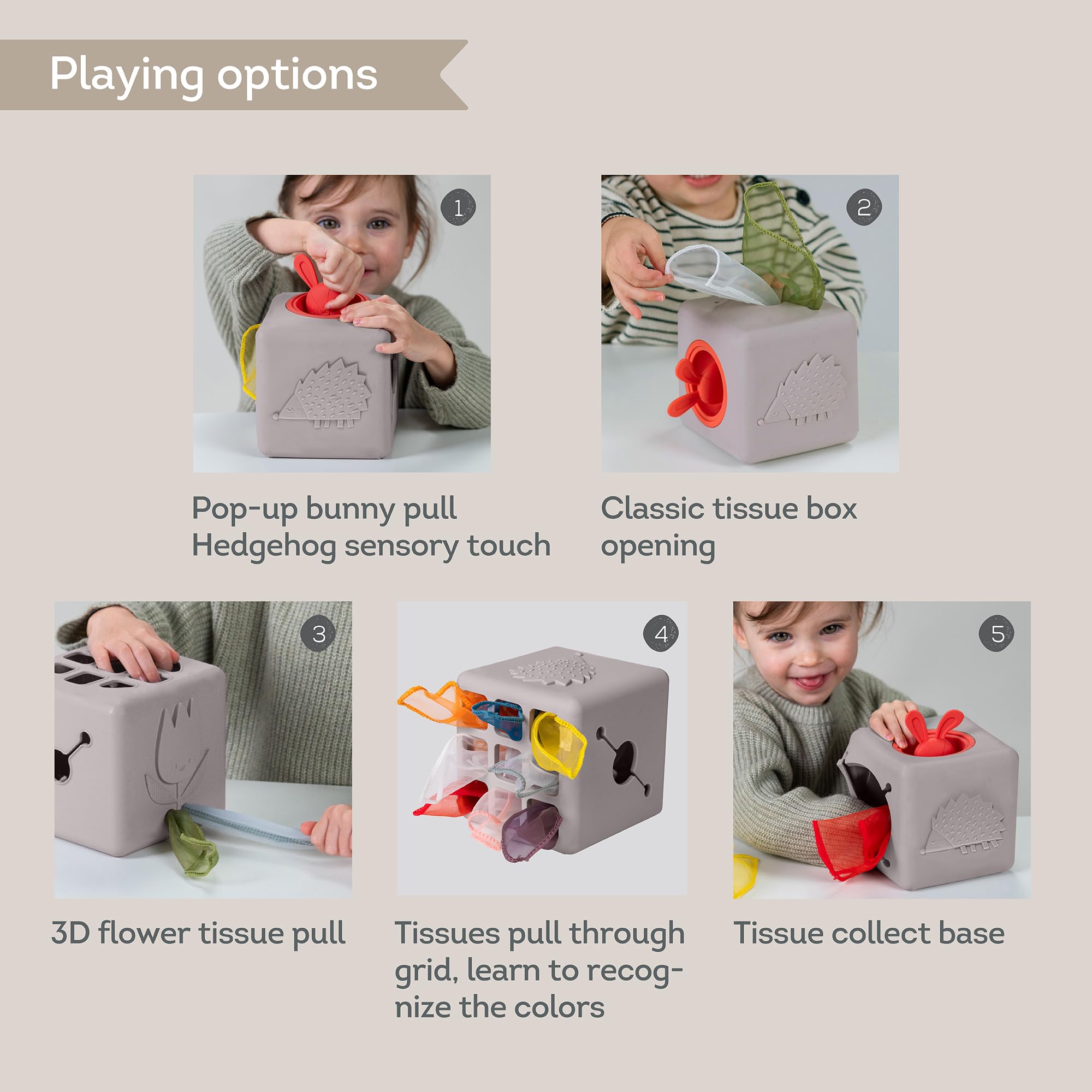 Foto 4 pulgar | Caja De Pañuelos Toy Taf Toys Baby Montessori Con 10 Pañuelos De Tela - Venta Internacional.