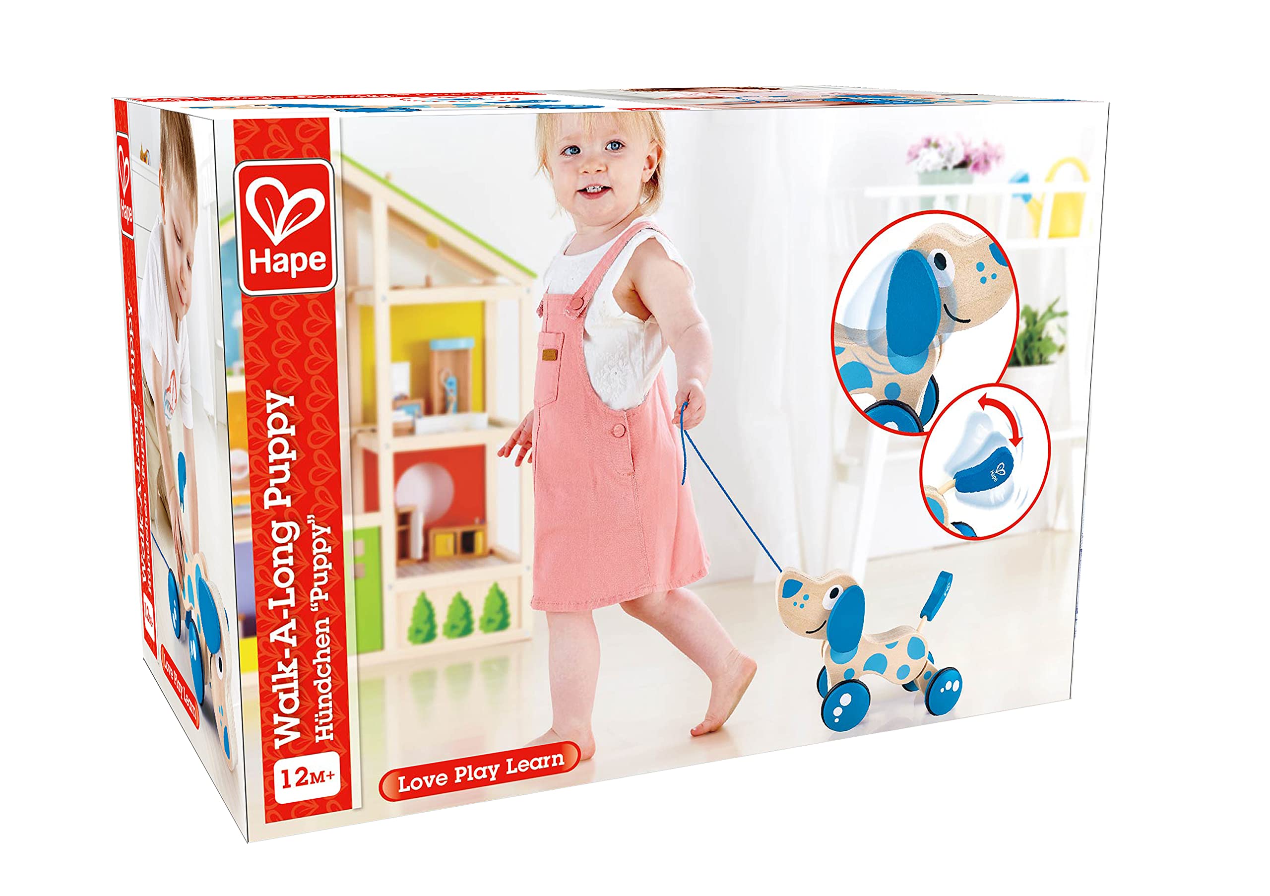 Foto 6 | Tirador de Madera Pull Toy Hape Walk-a-long Azul - Venta Internacional