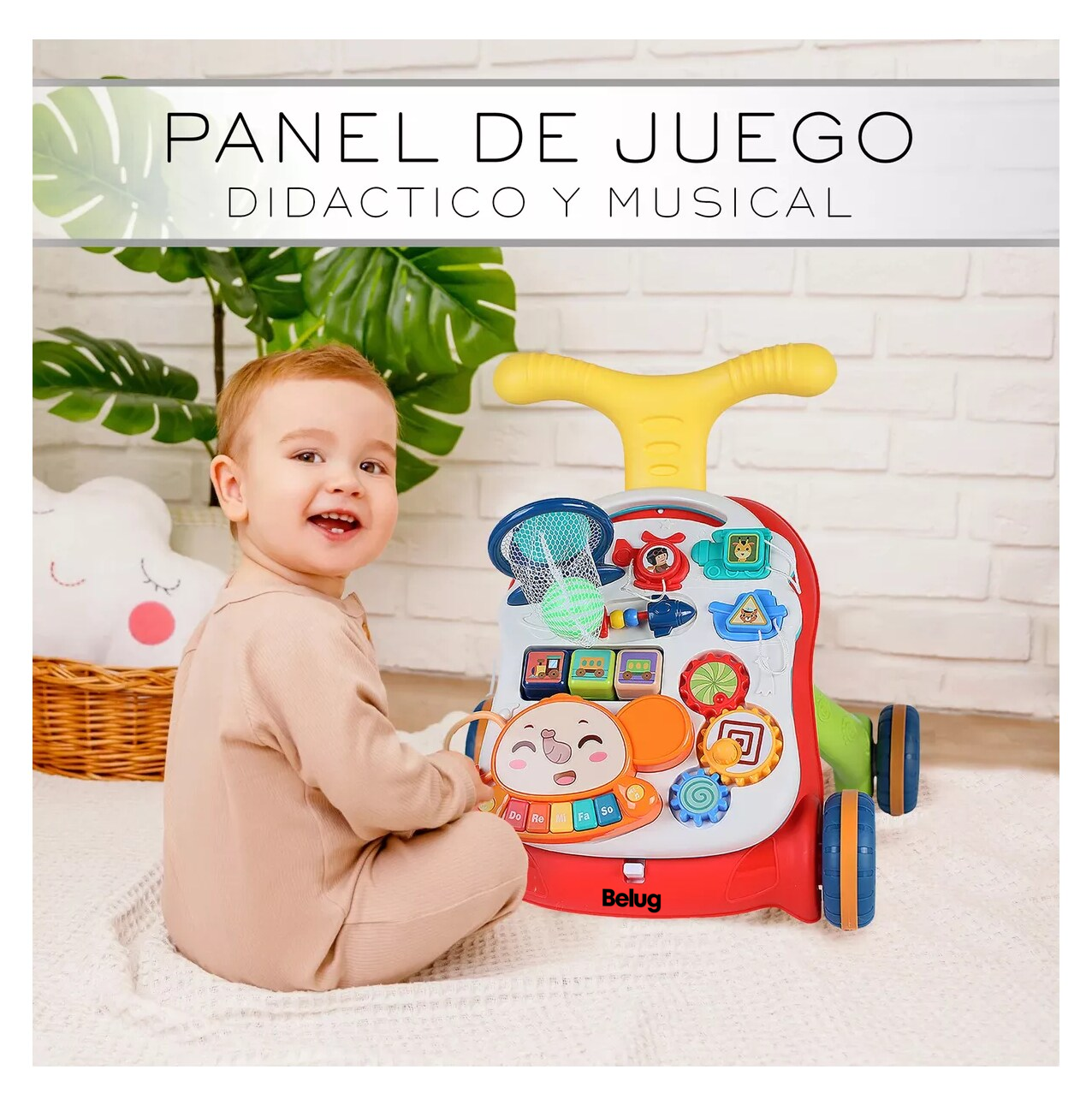 Foto 4 pulgar | Andadera De Bebé 2 En 1 Panel Interactivo Musical Belug, Rojo