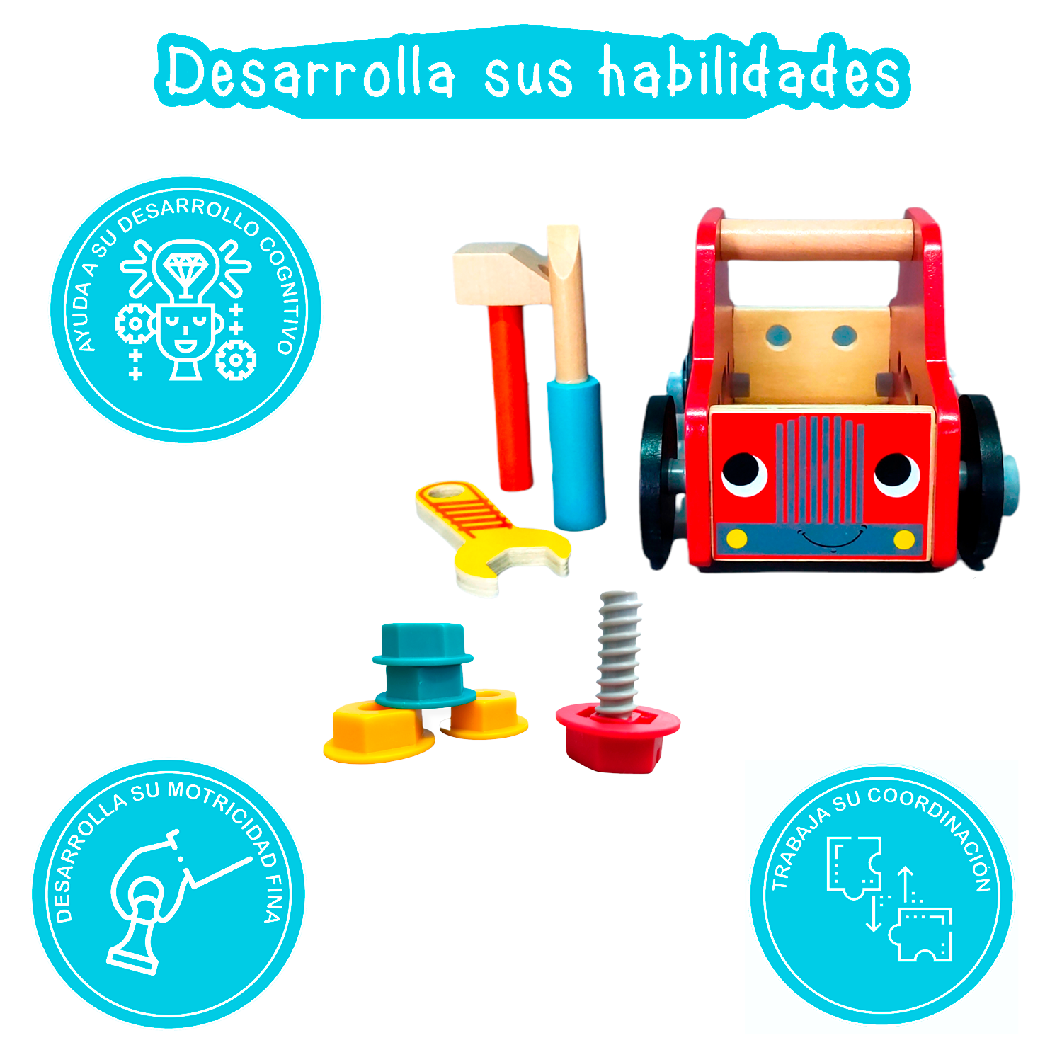 Foto 2 | Carrito De Herramientas Desmontable Yuff! Montessori Juguete De Madera