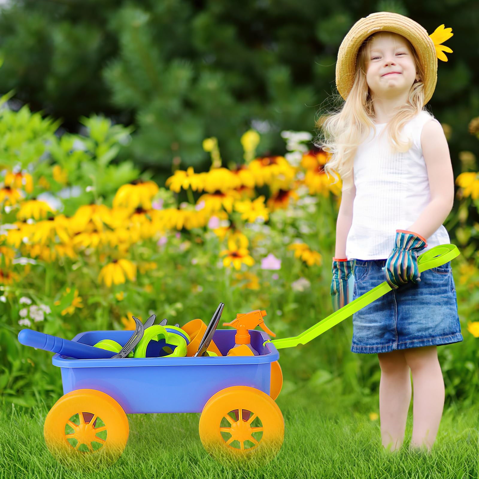 Foto 4 pulgar | Set De Jardinería Deao Kids Garden Wagon Wheelbarrow Con 10 Accesos. - Venta Internacional.