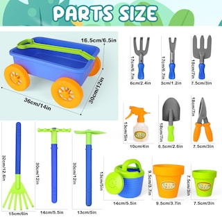 Foto 7 | Set De Jardinería Deao Kids Garden Wagon Wheelbarrow Con 10 Accesos. - Venta Internacional.