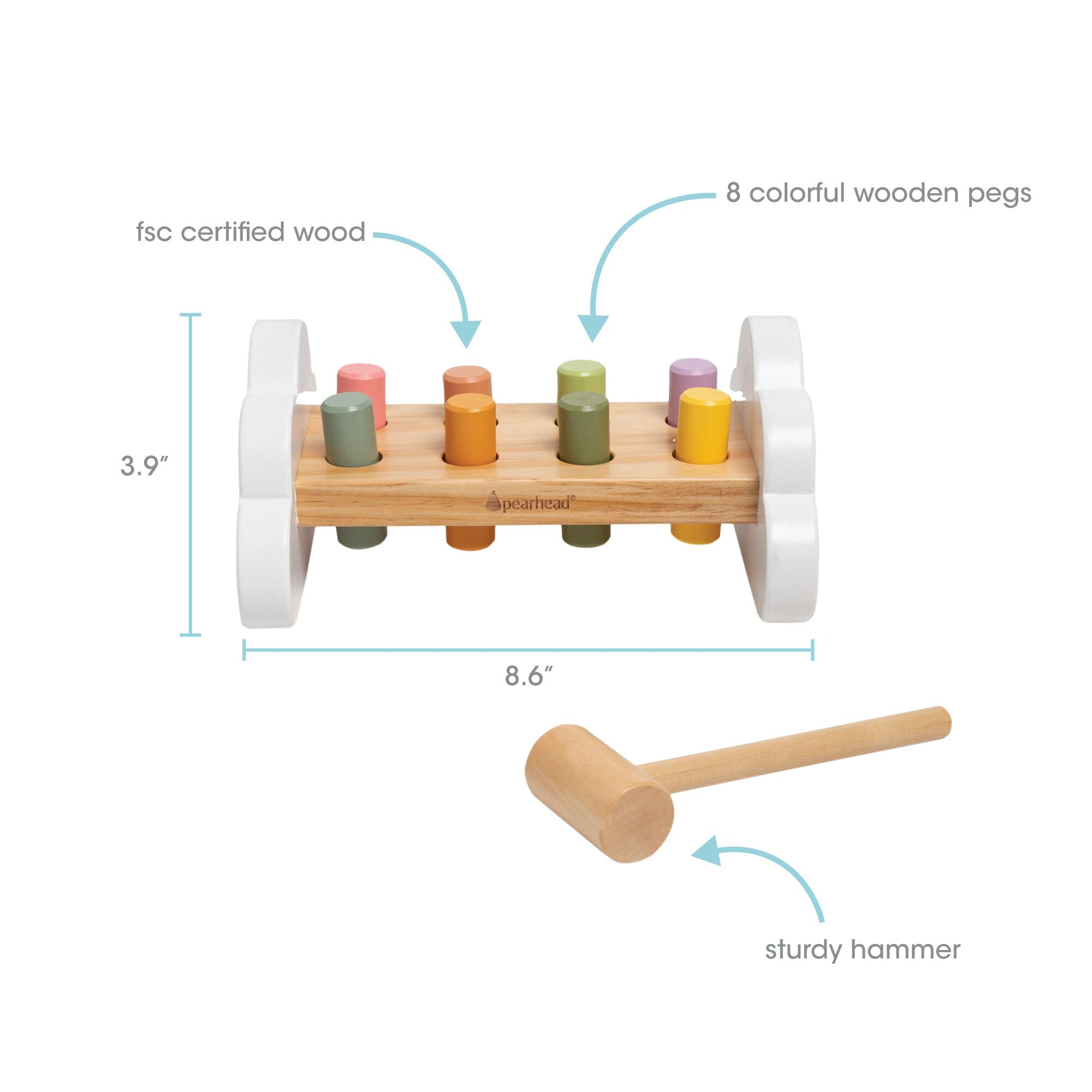 Foto 3 | Juguete Hammer Bench Montessori Pearhead Para Niños De 1 Año O Más - Venta Internacional.