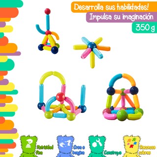 Foto 2 | Juego de Barras Magnéticas Yuff! Multicolor 25 Piezas