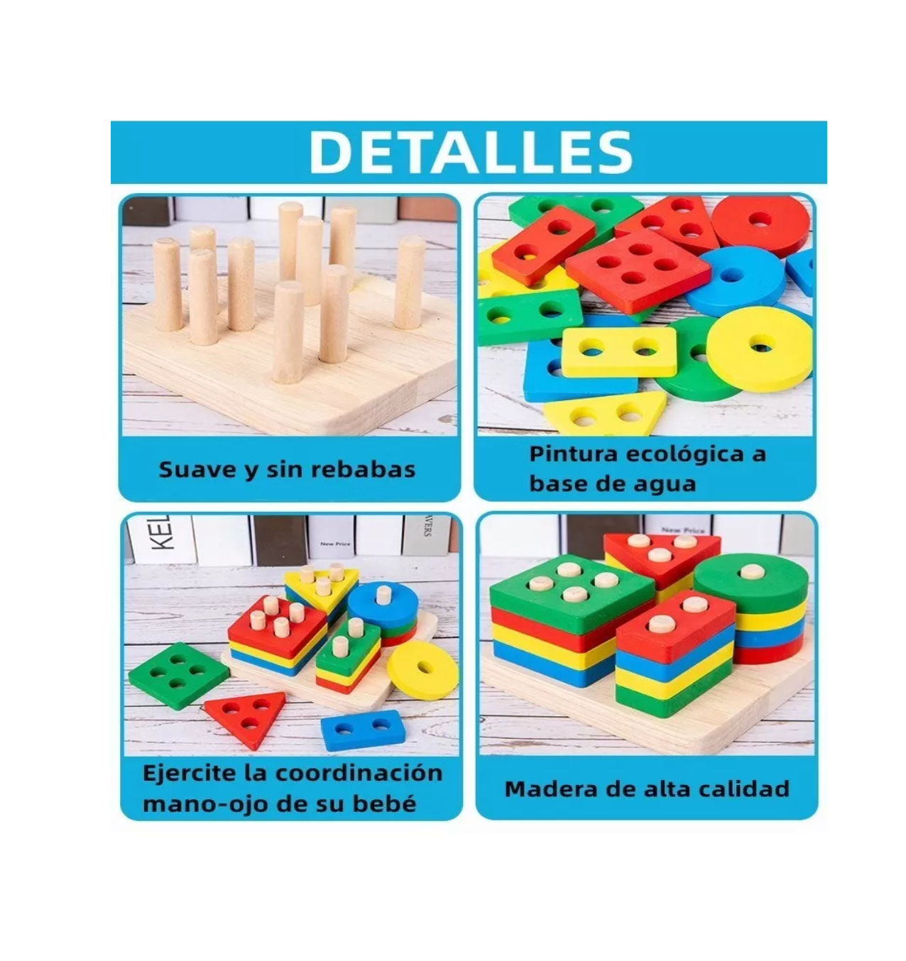 Foto 5 pulgar | Juguetes para Bebé Edad Temprana Didáctico de Madera Multicolor 6 PZAS