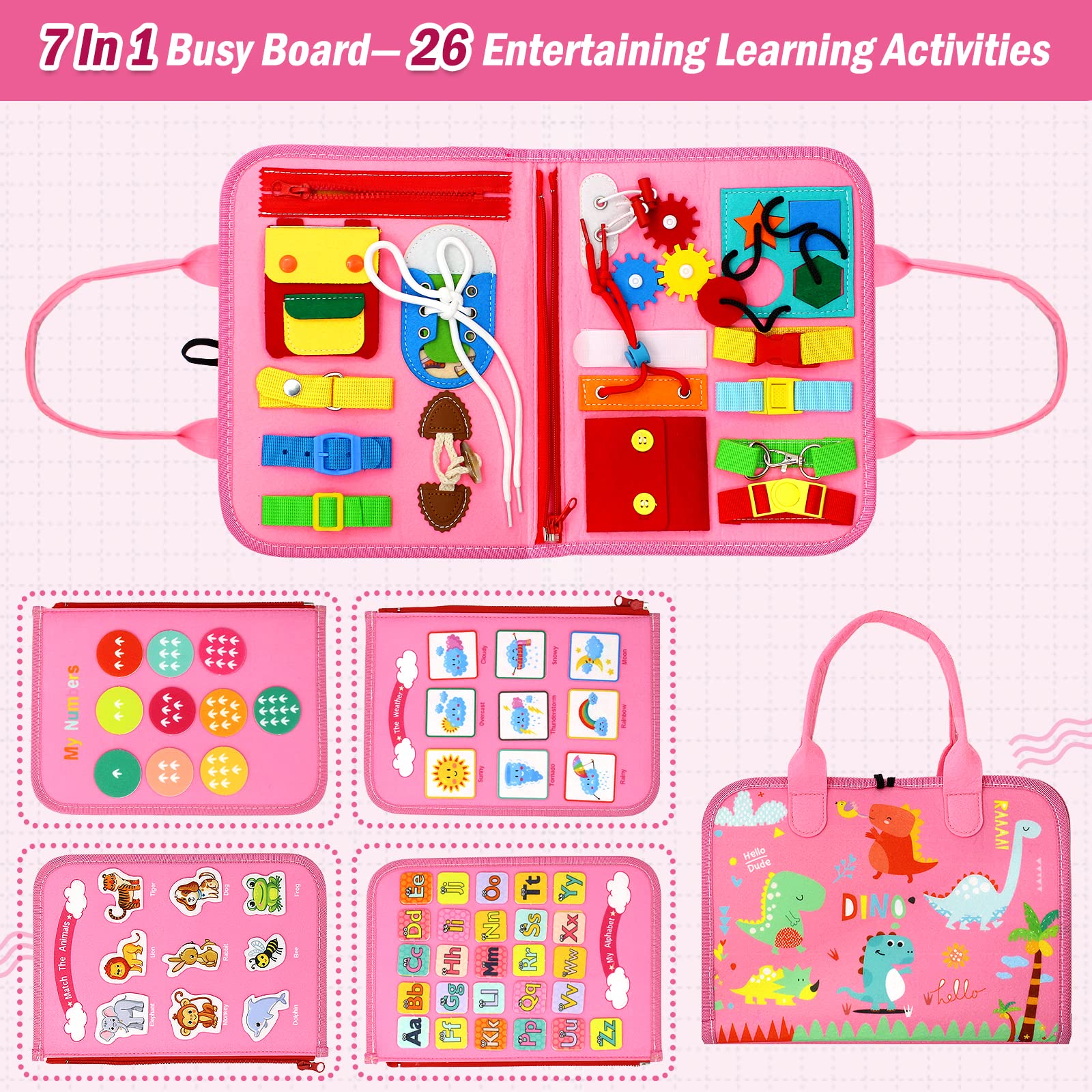 Foto 3 | Venta Internacional - Juguete Educativo Montessori Busy Board Qizfun Para Niños De 1 A 4 Años