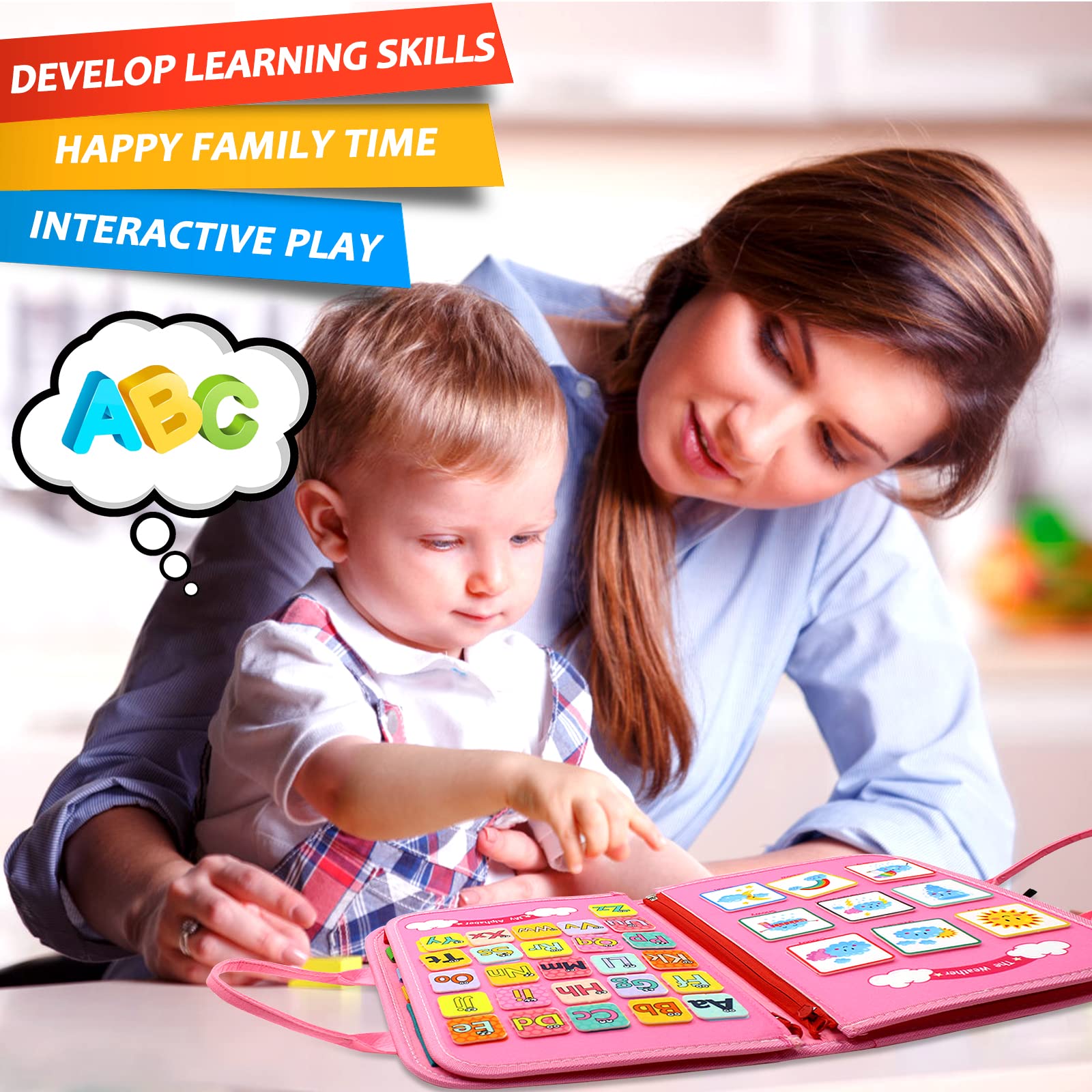 Foto 7 pulgar | Venta Internacional - Juguete Educativo Montessori Busy Board Qizfun Para Niños De 1 A 4 Años
