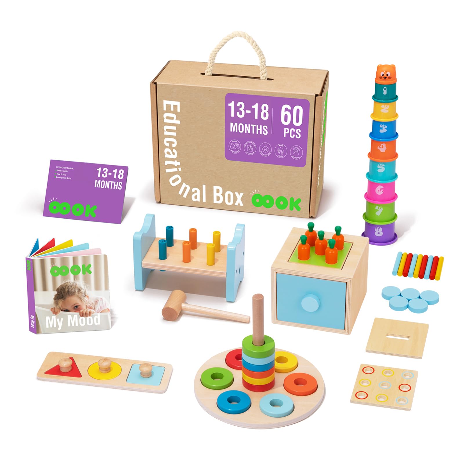 Venta Internacional - Set De Aprendizaje 8 En 1 De Montessori Toys Tookyland Para Niños De 1 Año