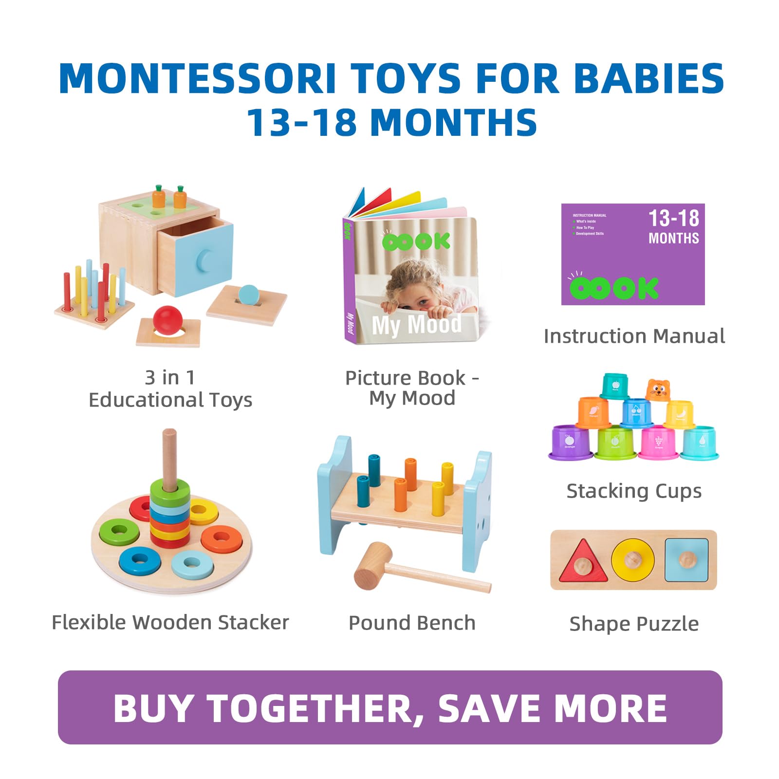 Foto 2 | Venta Internacional - Set De Aprendizaje 8 En 1 De Montessori Toys Tookyland Para Niños De 1 Año