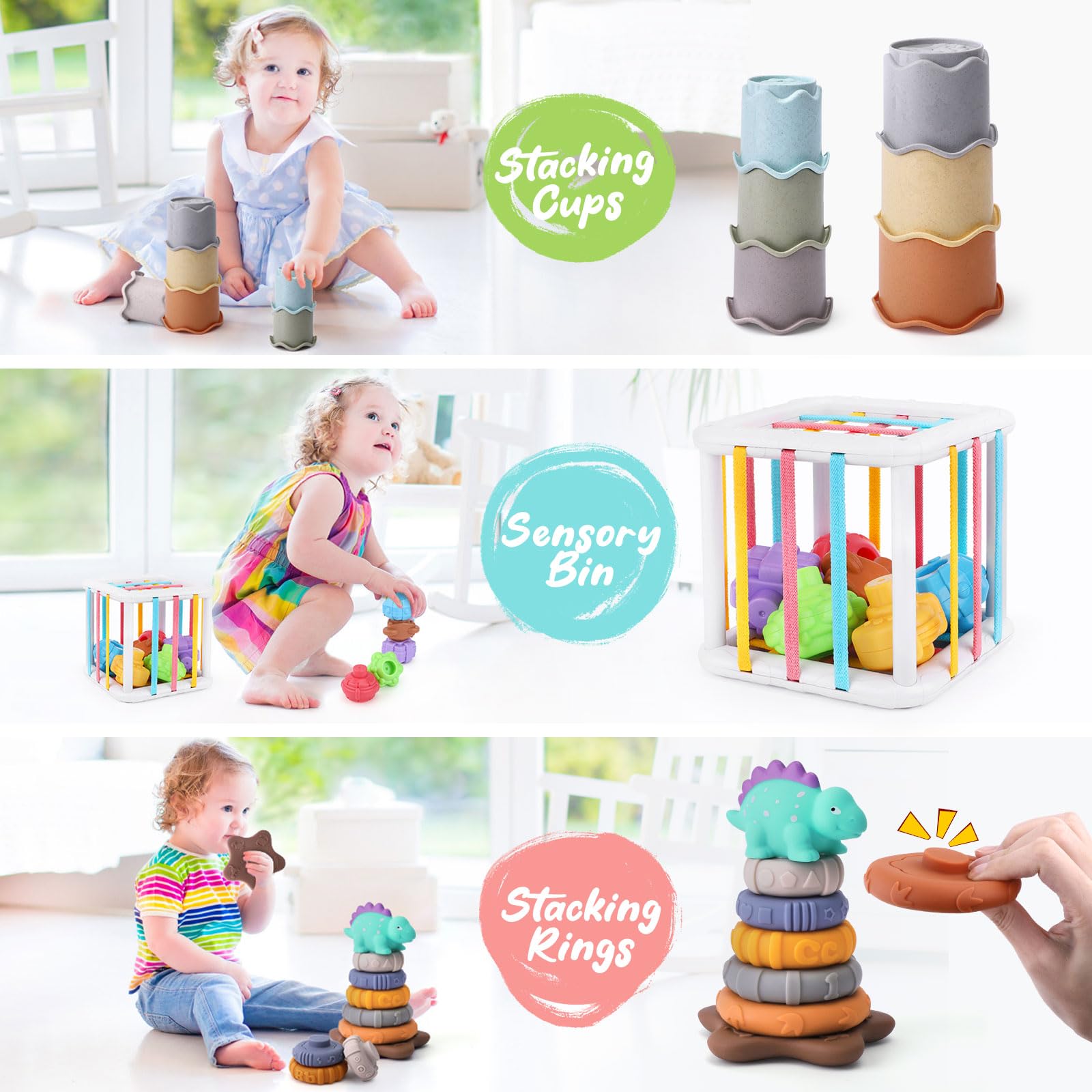 Foto 5 pulgar | Venta Internacional - Juego De Juguetes Montessori Para Bebés 5 En 1 Con Clasificador De Formas, Caja De Pañuelos