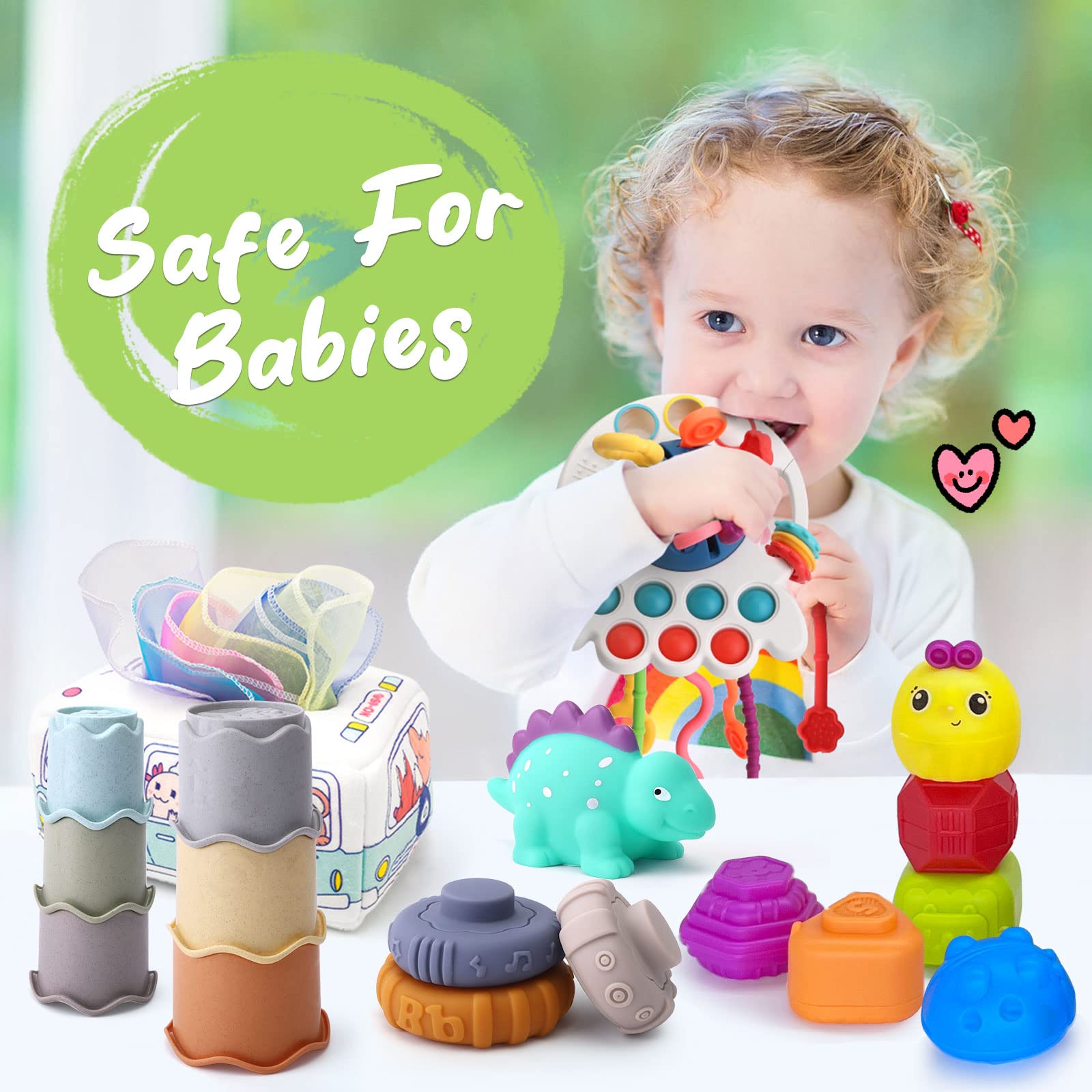 Foto 5 | Venta Internacional - Juego De Juguetes Montessori Para Bebés 5 En 1 Con Clasificador De Formas, Caja De Pañuelos