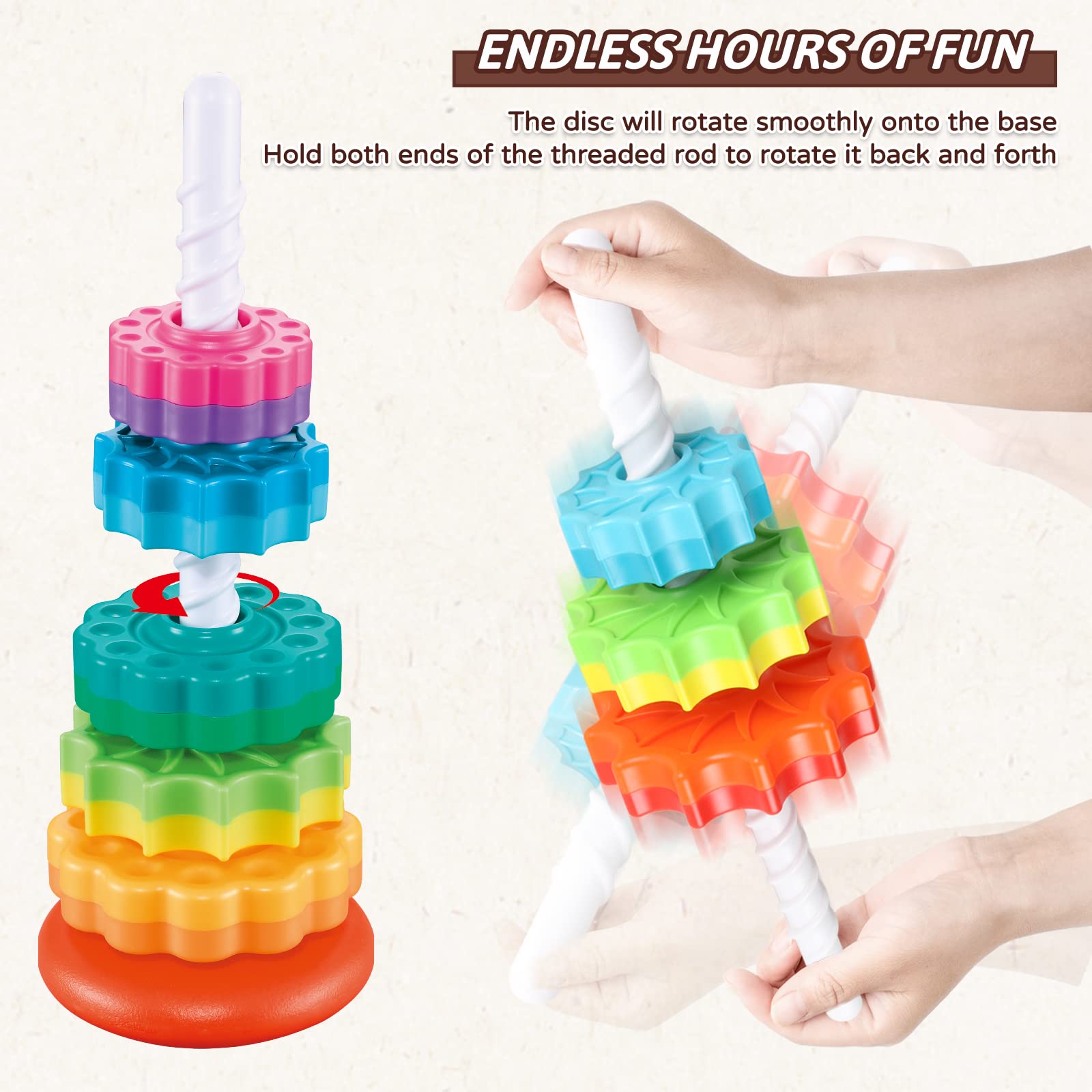 Foto 5 pulgar | Venta Internacional - Juguete Giratorio Apilable Juxue Baby Rainbow Ring Stacker 1-3