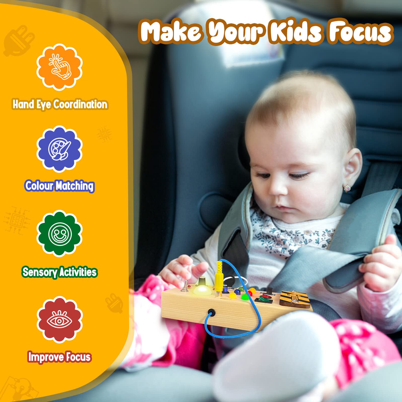Foto 6 pulgar | Venta Internacional - Busy Board Hoarosall Dinosaur Con 8 Interruptores De Luz Led 1+y