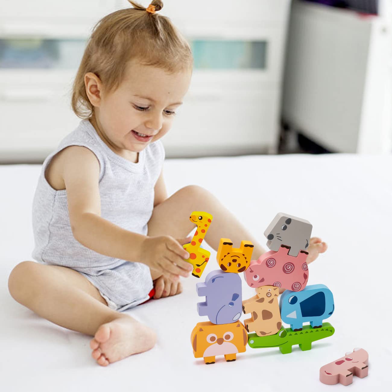 Foto 2 | Venta Internacional - Bloques Apilables Bambilo Montessori Toys Para Niños De 2 A 4 Años Con 10 Piezas