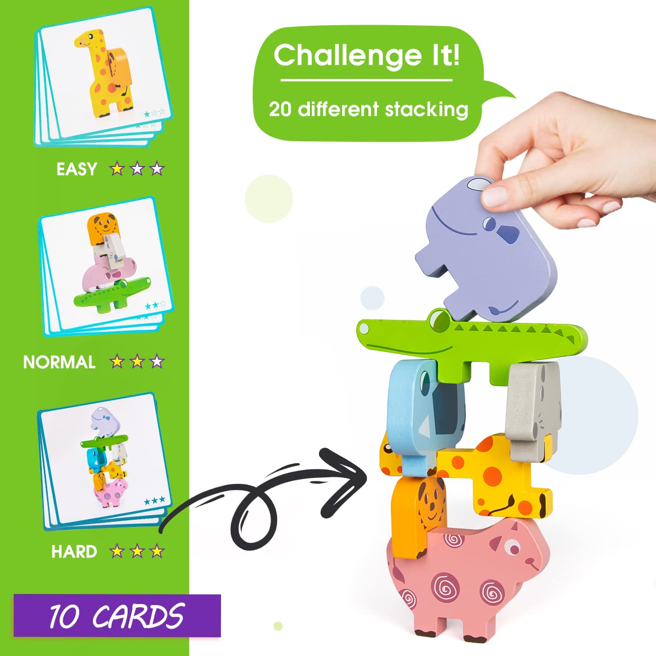Foto 5 pulgar | Venta Internacional - Bloques Apilables Bambilo Montessori Toys Para Niños De 2 A 4 Años Con 10 Piezas