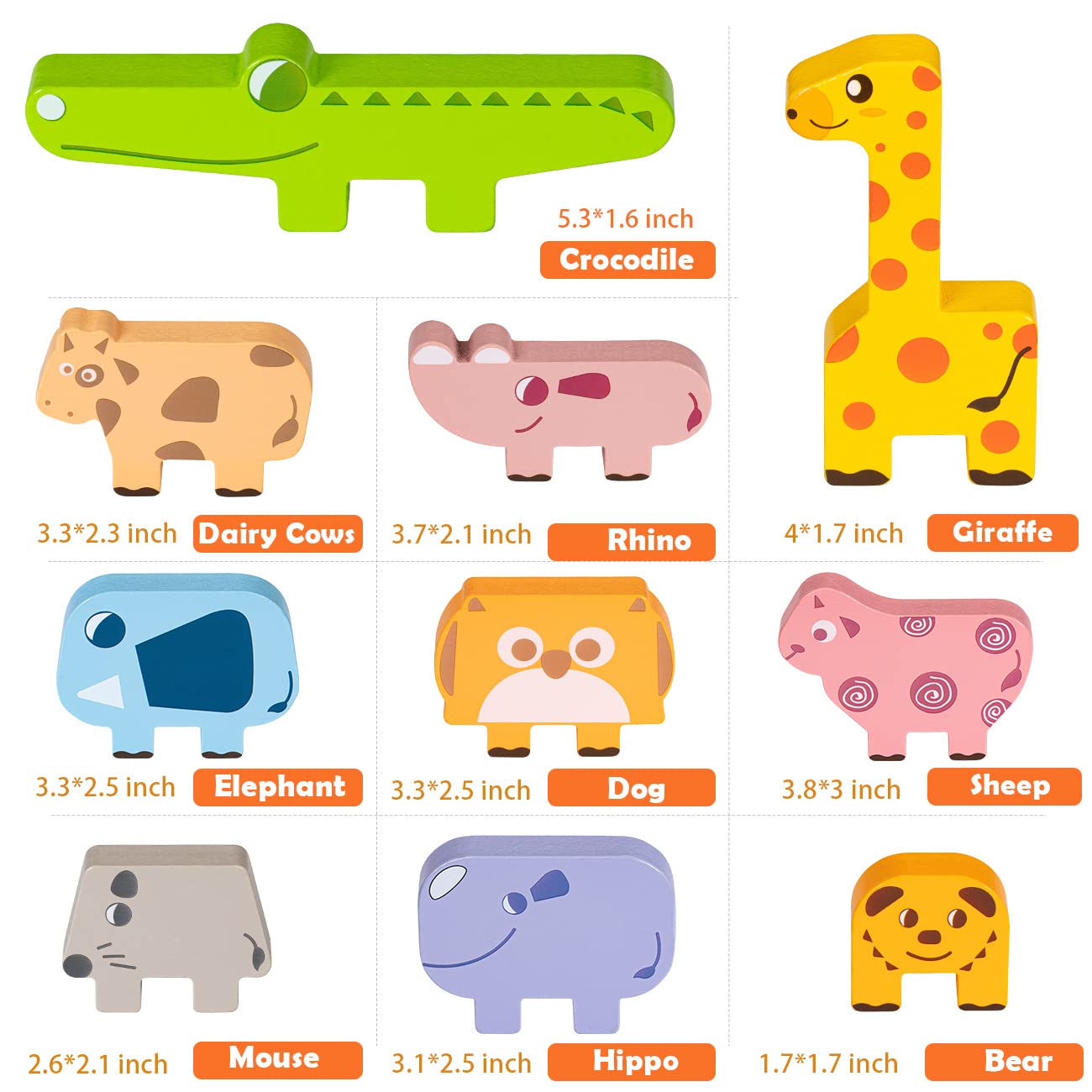 Foto 7 pulgar | Venta Internacional - Bloques Apilables Bambilo Montessori Toys Para Niños De 2 A 4 Años Con 10 Piezas