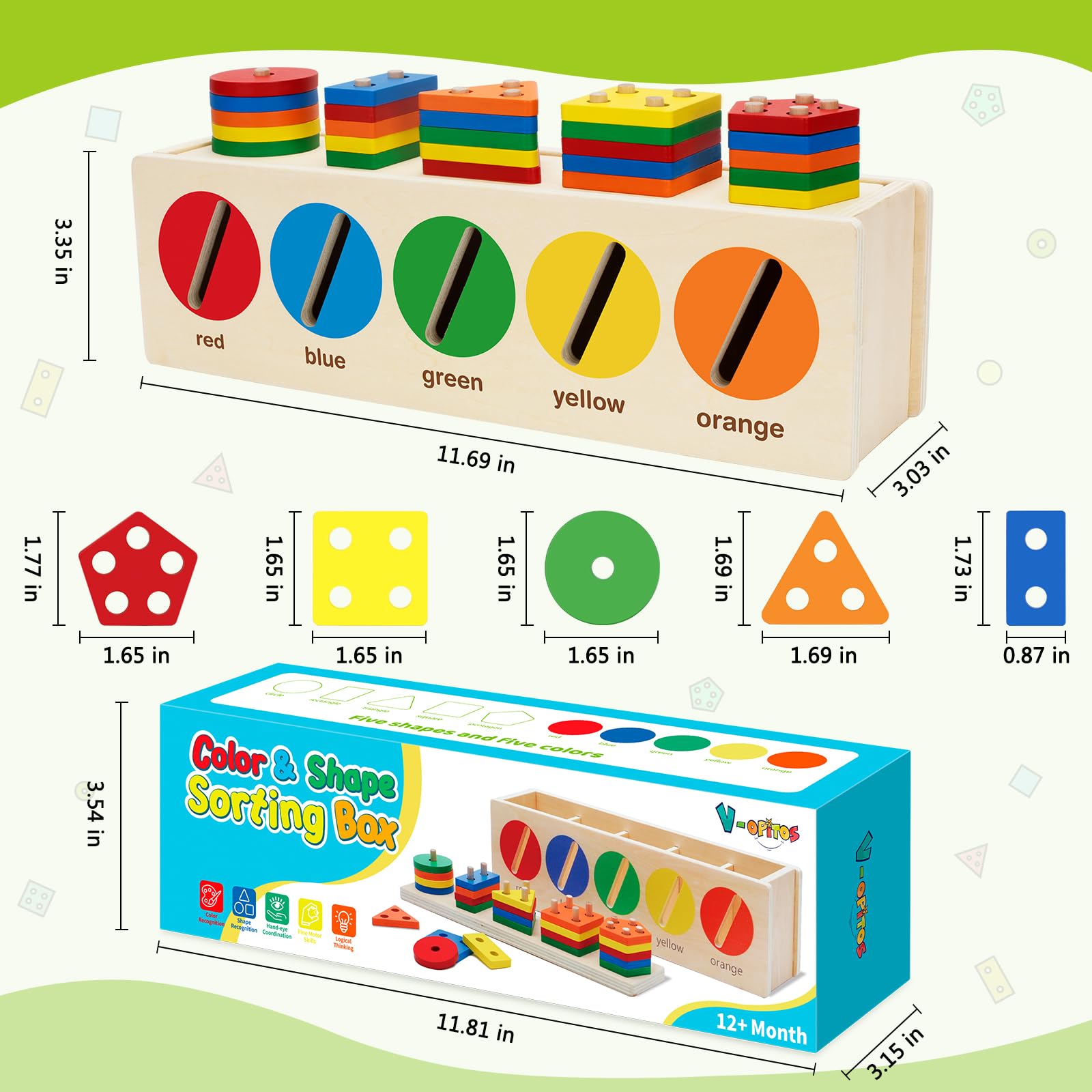 Foto 7 pulgar | Venta Internacional - Clasificación De Colores Y Formas V-opitos De Montessori Toys De 1 A 3 Años