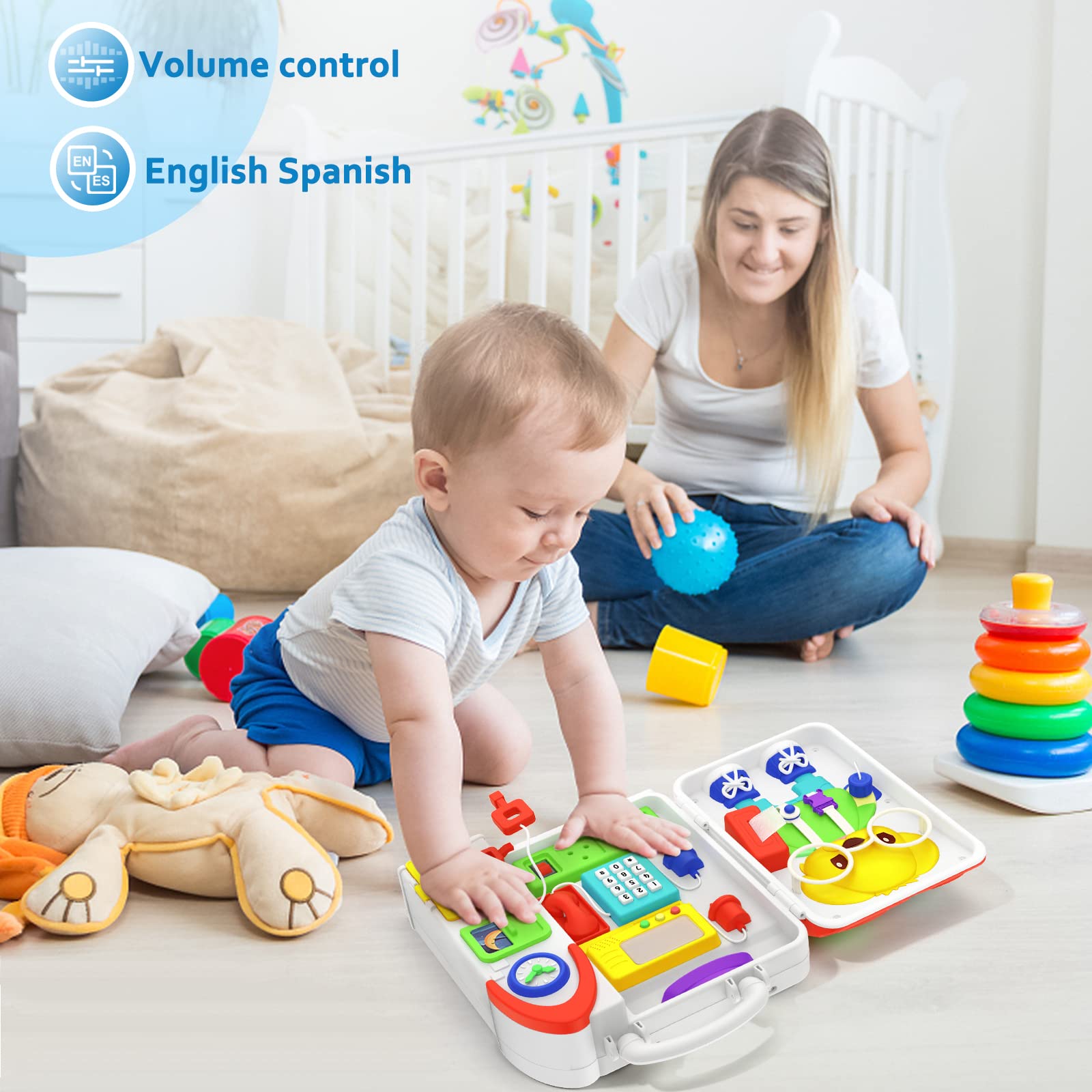 Foto 5 | Venta Internacional - Bqu Montessori Busy Board Con Música Bilingüe Para Más De 20 Actividades