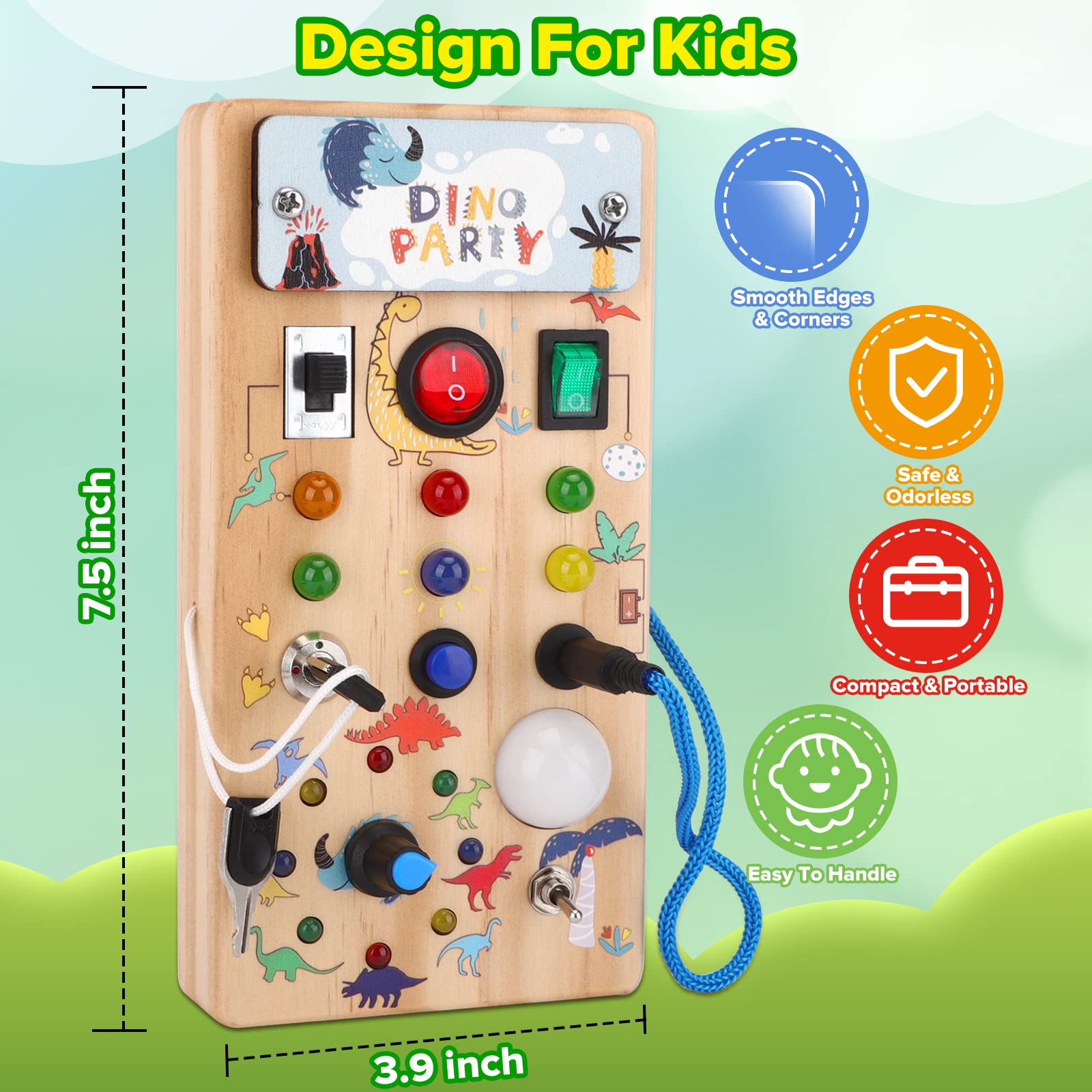 Foto 5 pulgar | Venta Internacional - Montessori Busy Board Wakeinsa Para Niños De 1 A 3 Años Con Luces