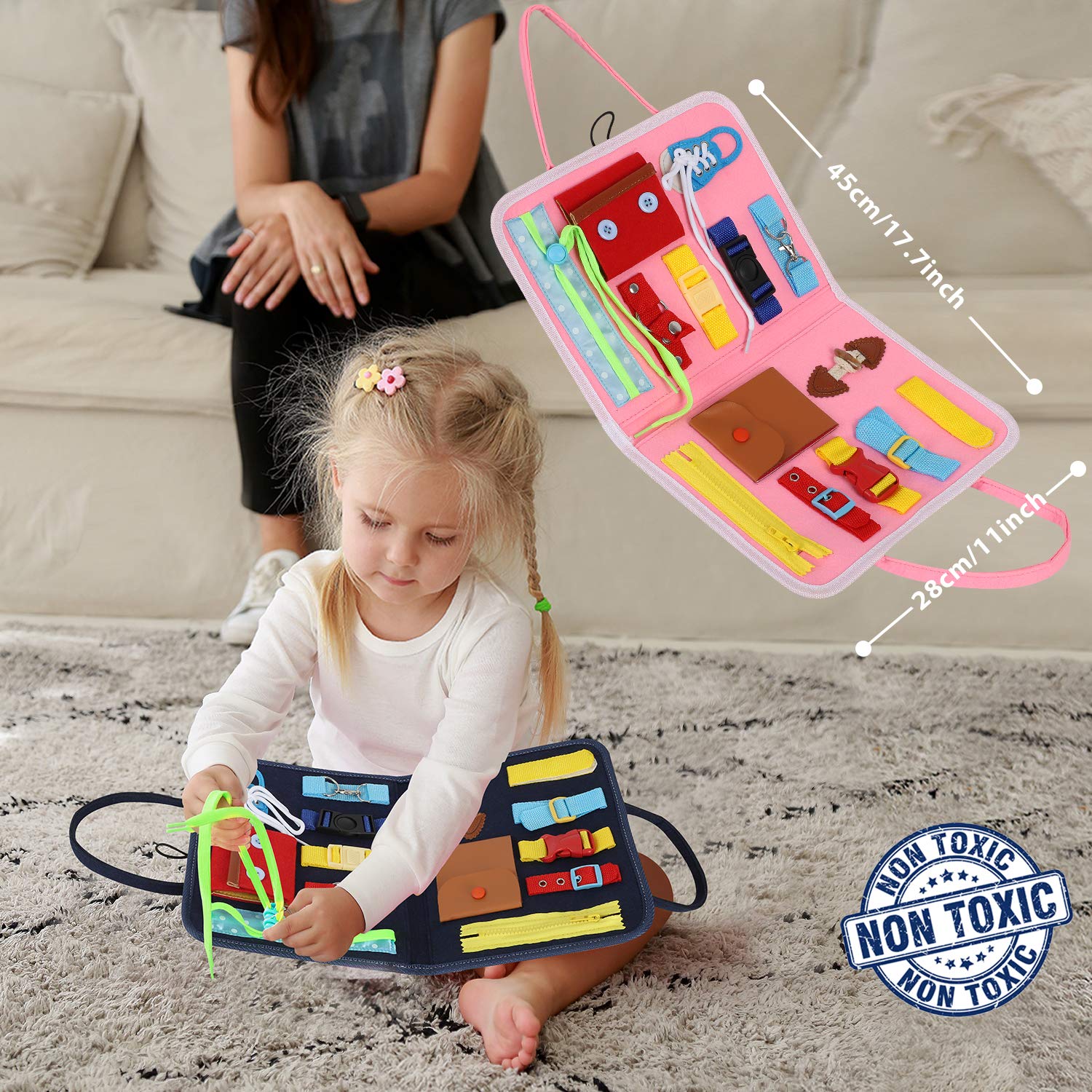 Foto 2 | Venta Internacional - Tabla Sensorial Esjay Busy Board Para Niños Pequeños Con Hebillas, Color Rosa