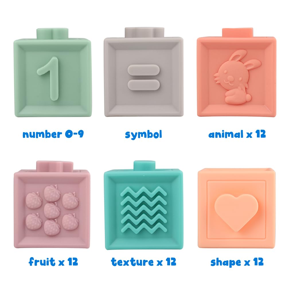 Foto 4 pulgar | Venta Internacional - Bloques Apilables, Lisos Y Blandos Para Bebés, Juguetes Sensoriales Montessori