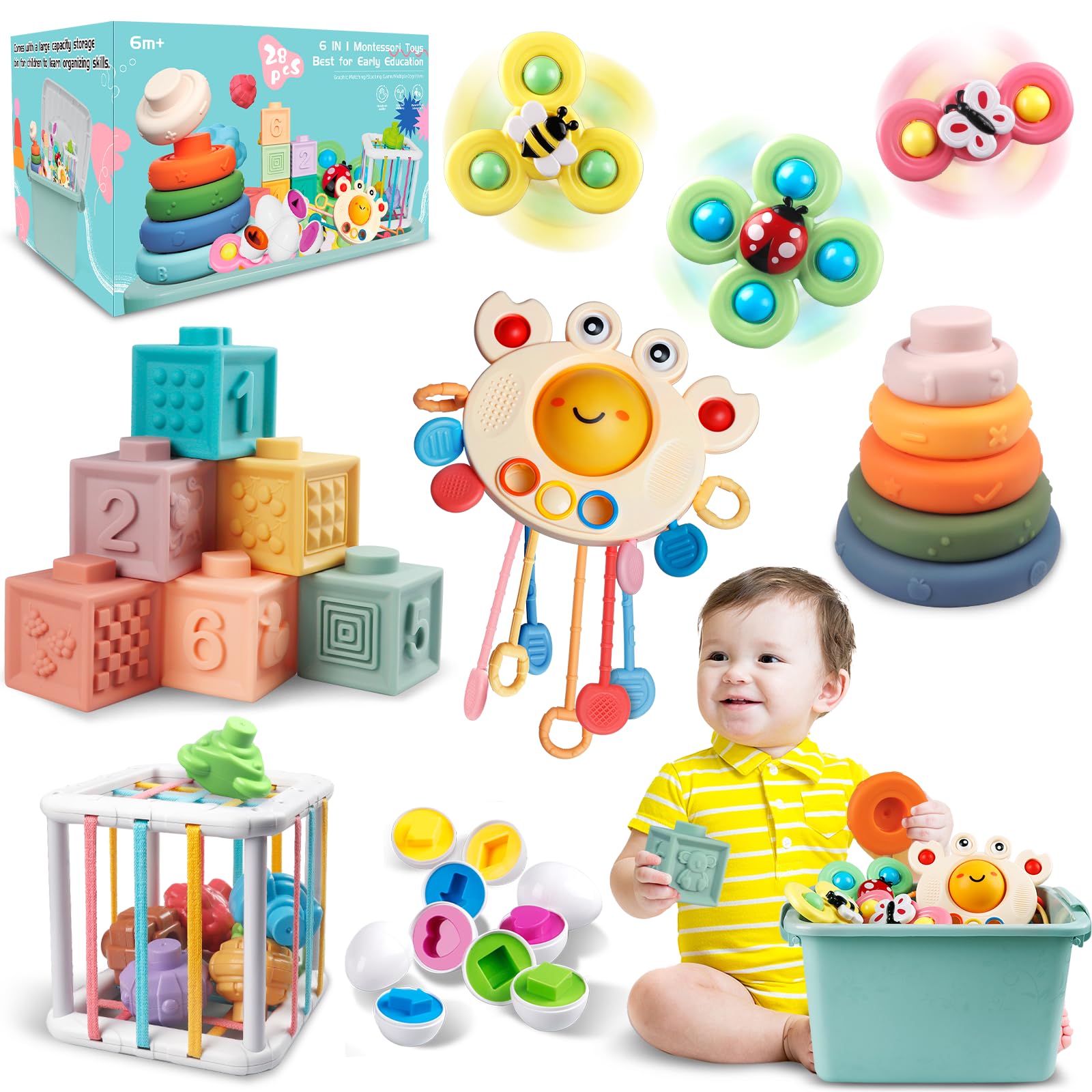 Venta Internacional - Set De Cubos Sensoriales Montessori De Juguete Para Bebés De 6 A 12 Meses