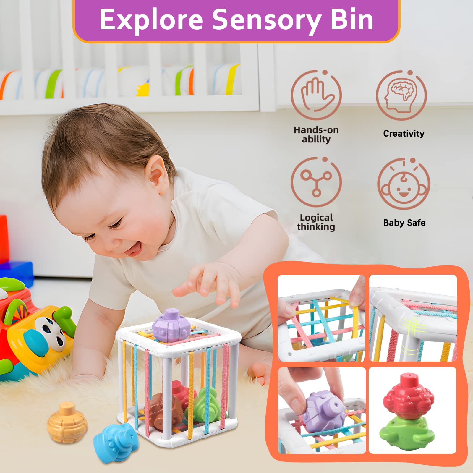 Foto 4 pulgar | Venta Internacional - Set De Cubos Sensoriales Montessori De Juguete Para Bebés De 6 A 12 Meses