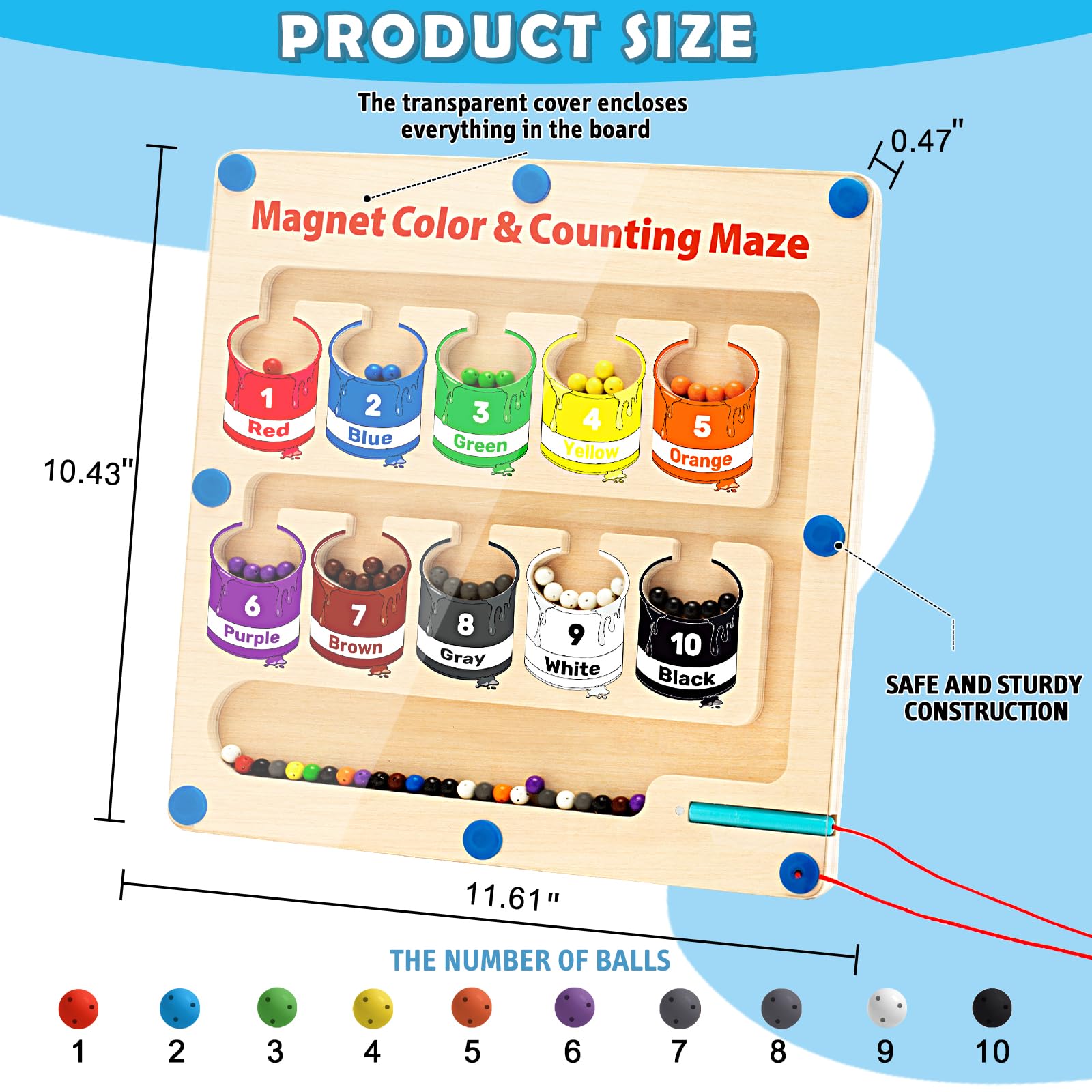 Foto 5 pulgar | Venta Internacional - Laberinto Magnético De Colores Y Números Baingesk Para Niños De 2 A 5 Años