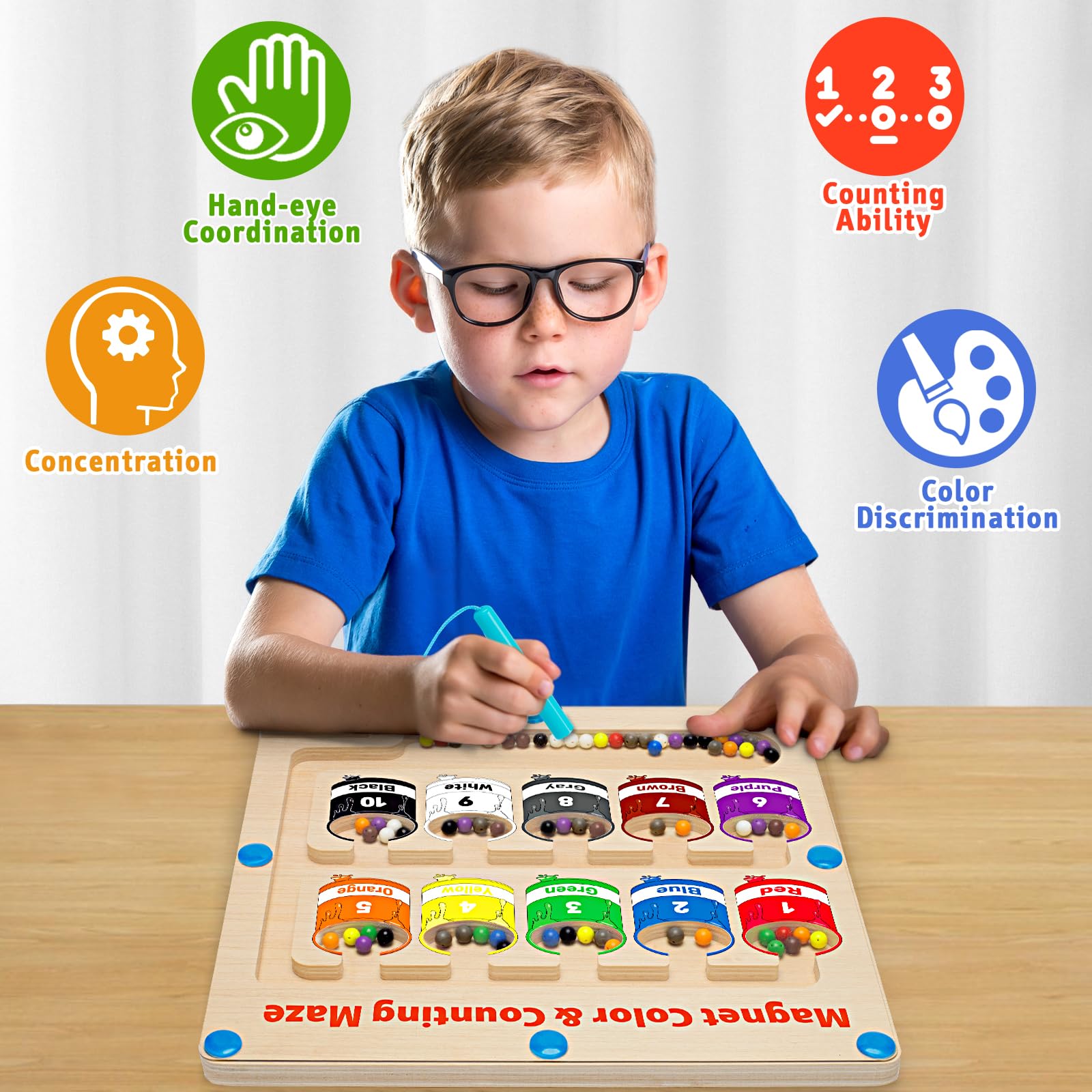 Foto 7 pulgar | Venta Internacional - Laberinto Magnético De Colores Y Números Baingesk Para Niños De 2 A 5 Años