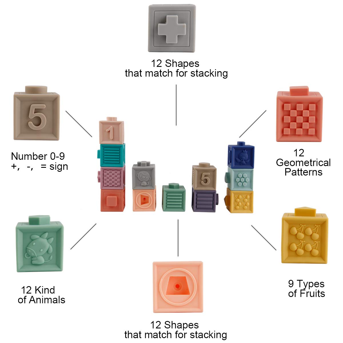 Foto 6 pulgar | Venta Internacional - Minijuguetes Tudou Soft Para Bebés Building Blocks De Más De 6 M Con Mordedores