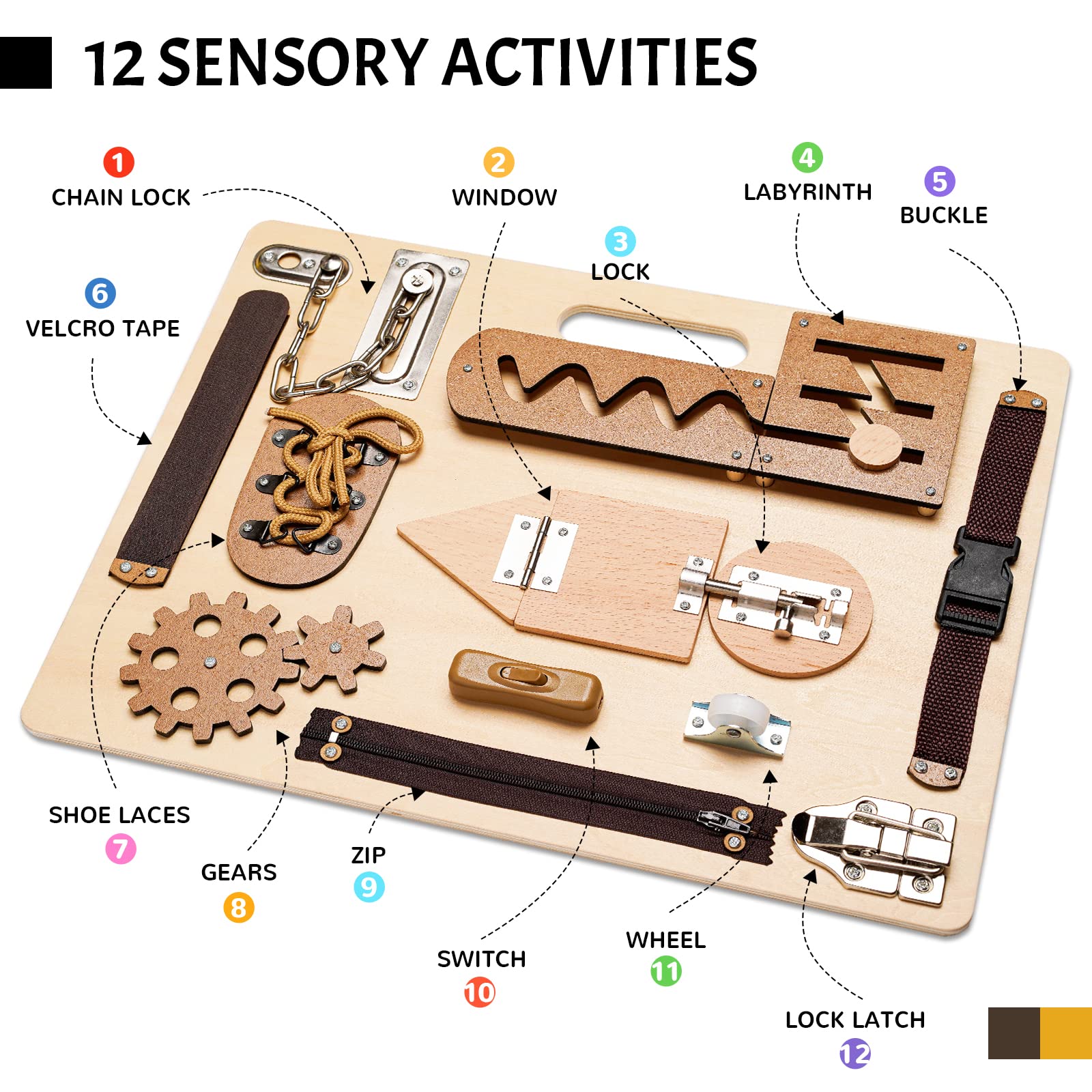 Foto 4 pulgar | Venta Internacional - Juguete Sensorial De Madera Montessori Busy Board Aberlls Para Niños 1-