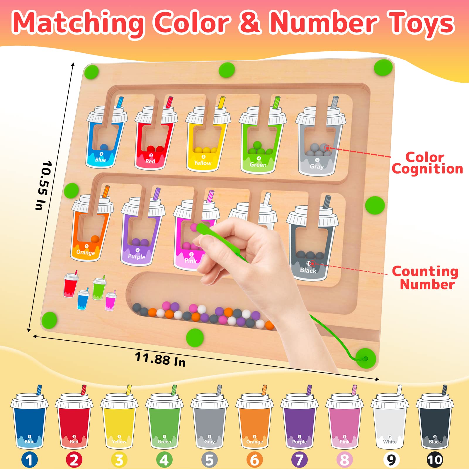 Foto 3 pulgar | Venta Internacional - Laberinto Magnético De Colores Y Números Mtyokiln Para Niños De 3 A 5 Años