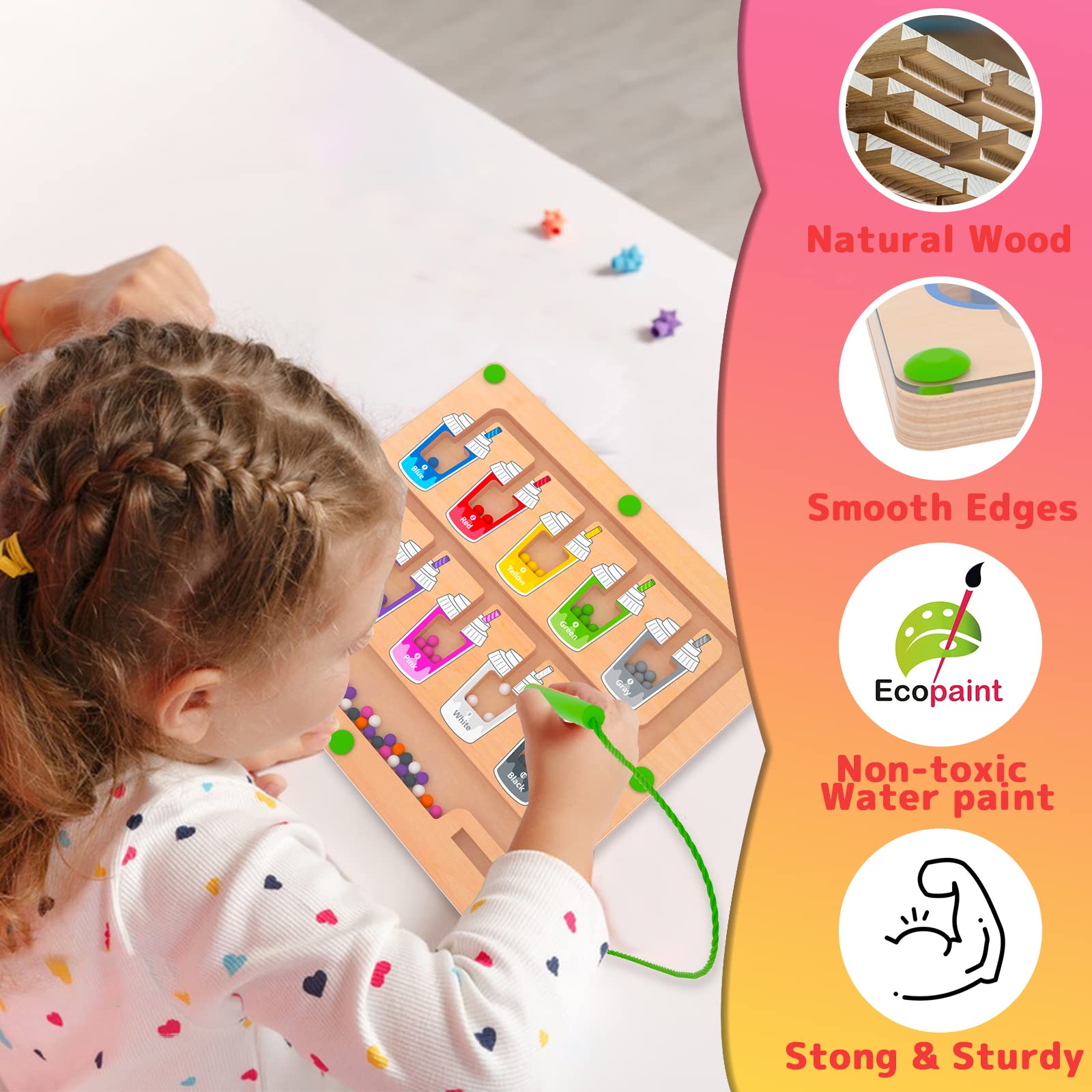 Foto 7 pulgar | Venta Internacional - Laberinto Magnético De Colores Y Números Mtyokiln Para Niños De 3 A 5 Años