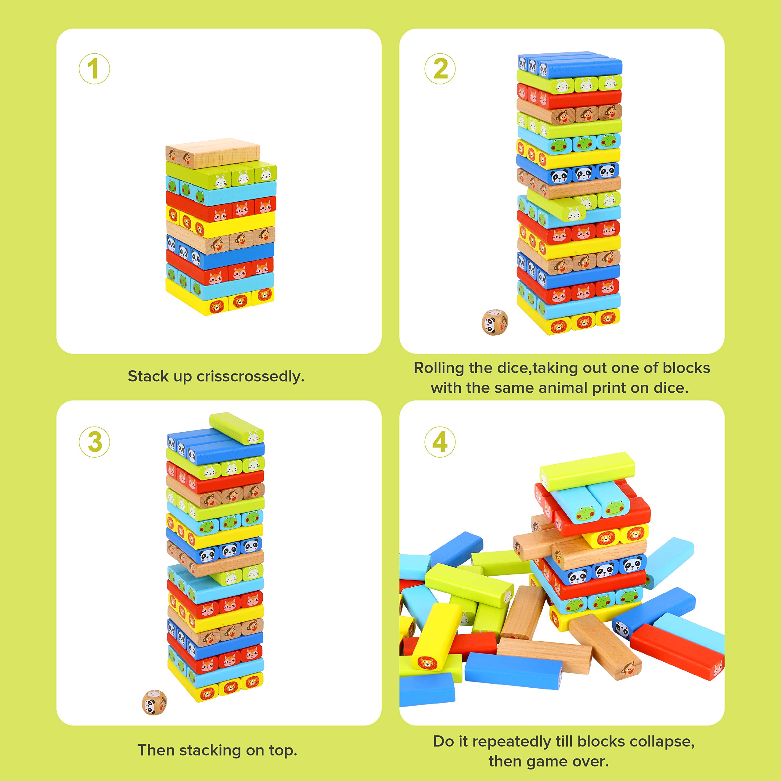 Foto 6 pulgar | Juego Tumble Tower Tookyland De Madera, 82 Unidades Con Dados, Martillos, 3 O Más - Venta Internacional.