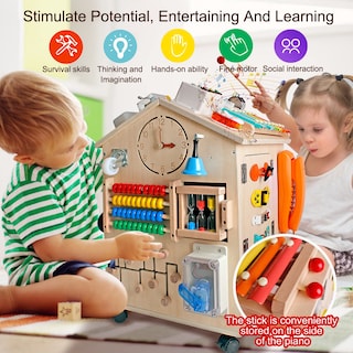Foto 6 | Juguete Montessori De Madera Para Entrenamiento De Habilidades Básicas Para La Vida - Venta Internacional.