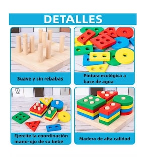 Foto 4 | Paquete Didáctico Madera Infantil Juguetes Colores 6pc