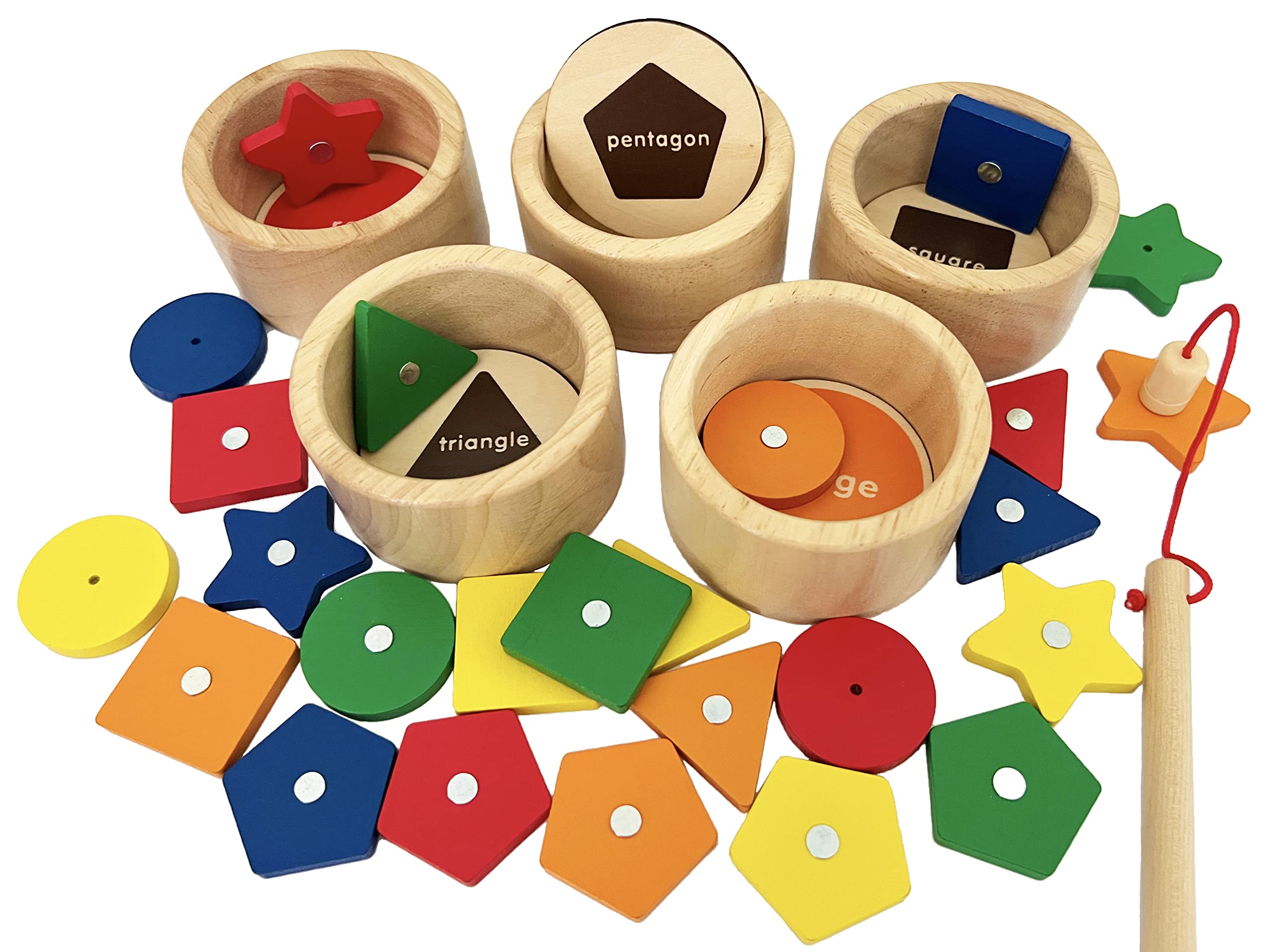 Juego Montessori Toy Dailyfunn Para Clasificar Tazas De Madera Y Pescar - Venta Internacional.