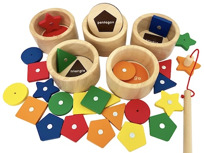 Foto 1 | Juego Montessori Toy Dailyfunn Para Clasificar Tazas De Madera Y Pescar - Venta Internacional.