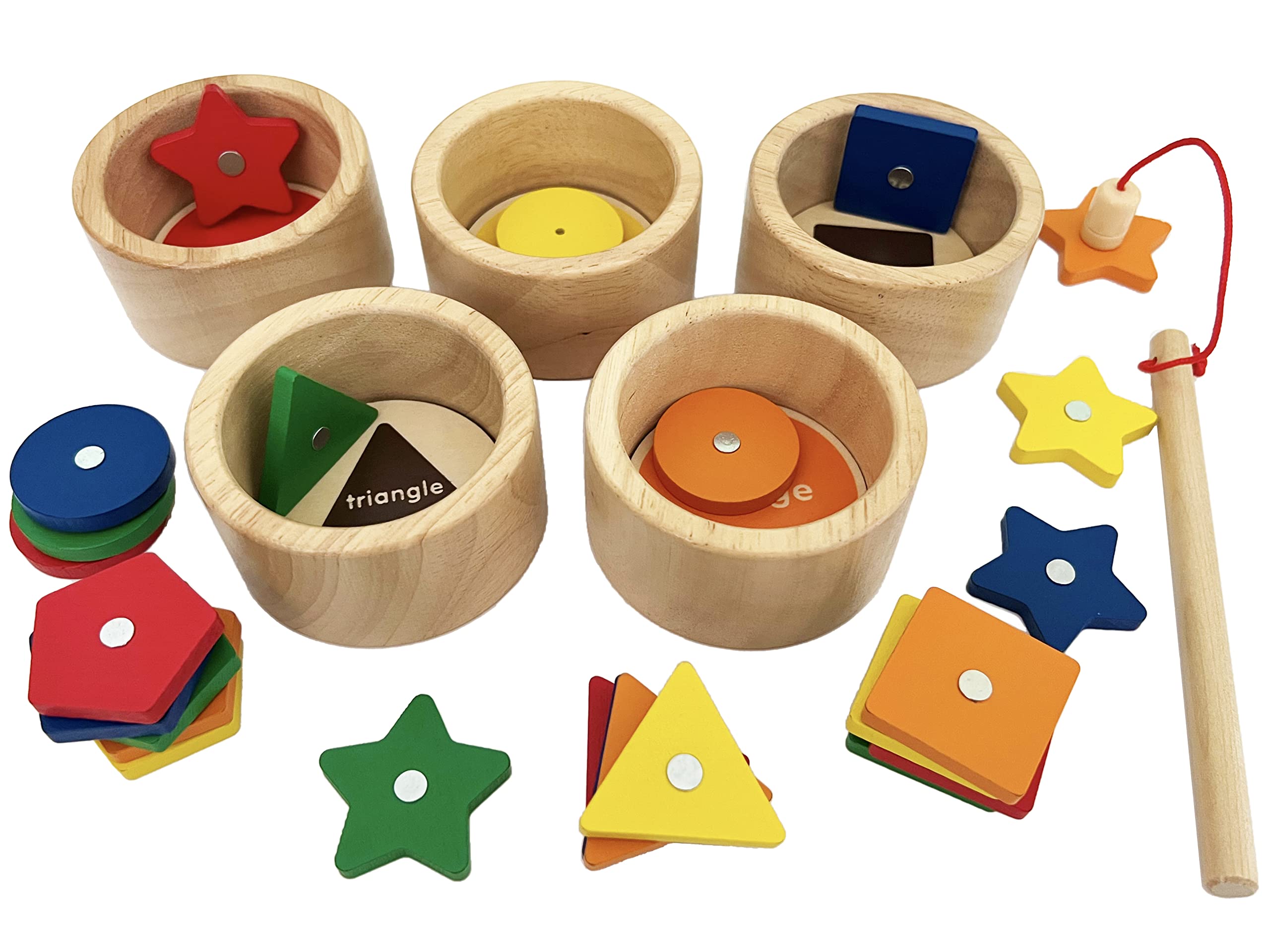 Foto 3 pulgar | Juego Montessori Toy Dailyfunn Para Clasificar Tazas De Madera Y Pescar - Venta Internacional.