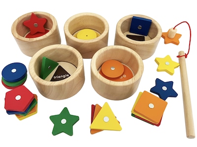 Foto 2 | Juego Montessori Toy Dailyfunn Para Clasificar Tazas De Madera Y Pescar - Venta Internacional.
