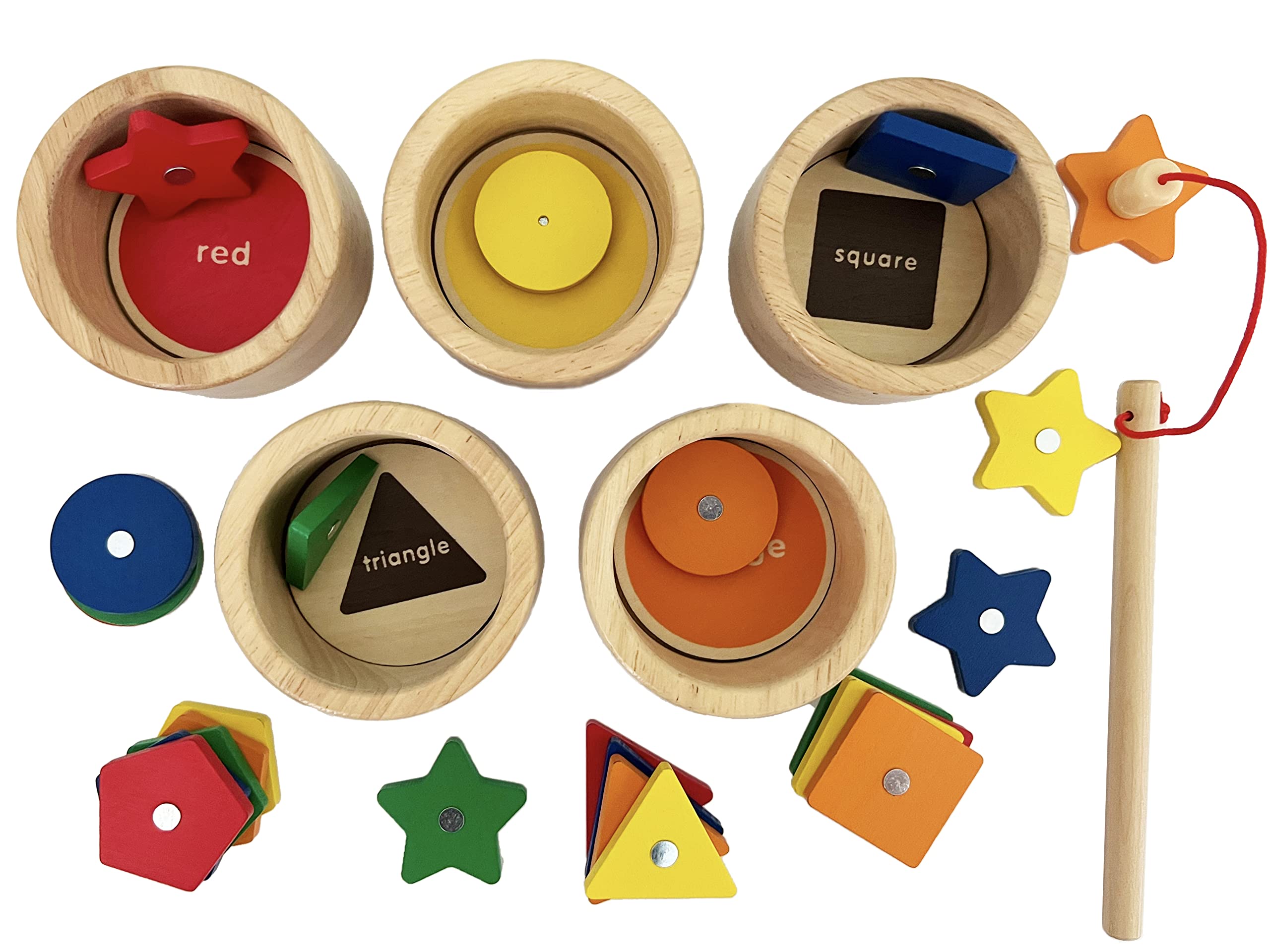 Foto 4 pulgar | Juego Montessori Toy Dailyfunn Para Clasificar Tazas De Madera Y Pescar - Venta Internacional.