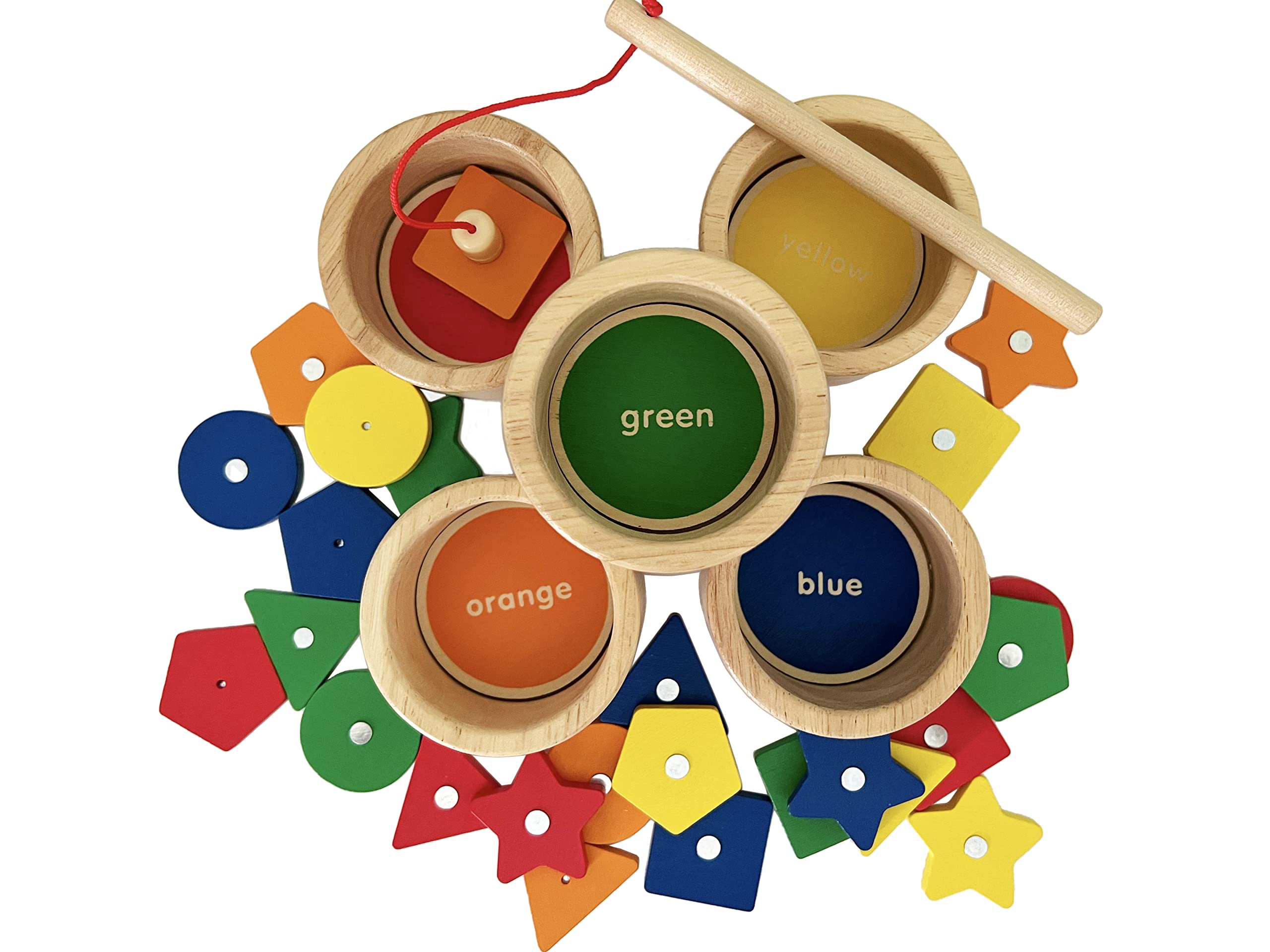 Foto 5 pulgar | Juego Montessori Toy Dailyfunn Para Clasificar Tazas De Madera Y Pescar - Venta Internacional.