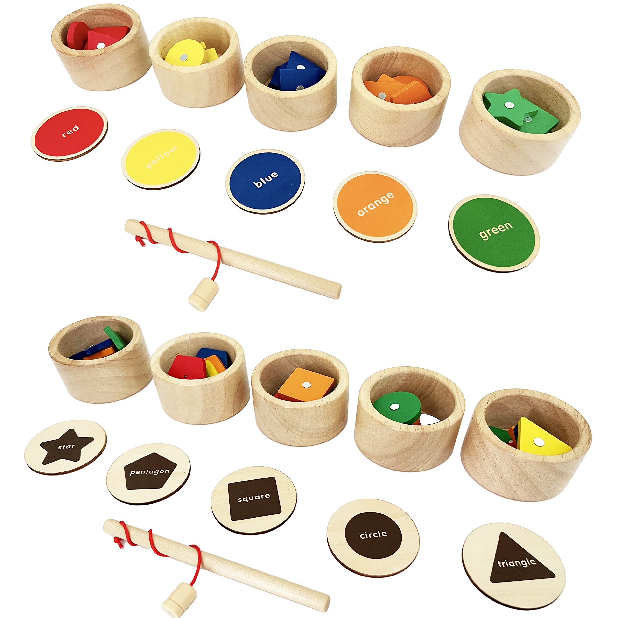 Foto 7 pulgar | Juego Montessori Toy Dailyfunn Para Clasificar Tazas De Madera Y Pescar - Venta Internacional.